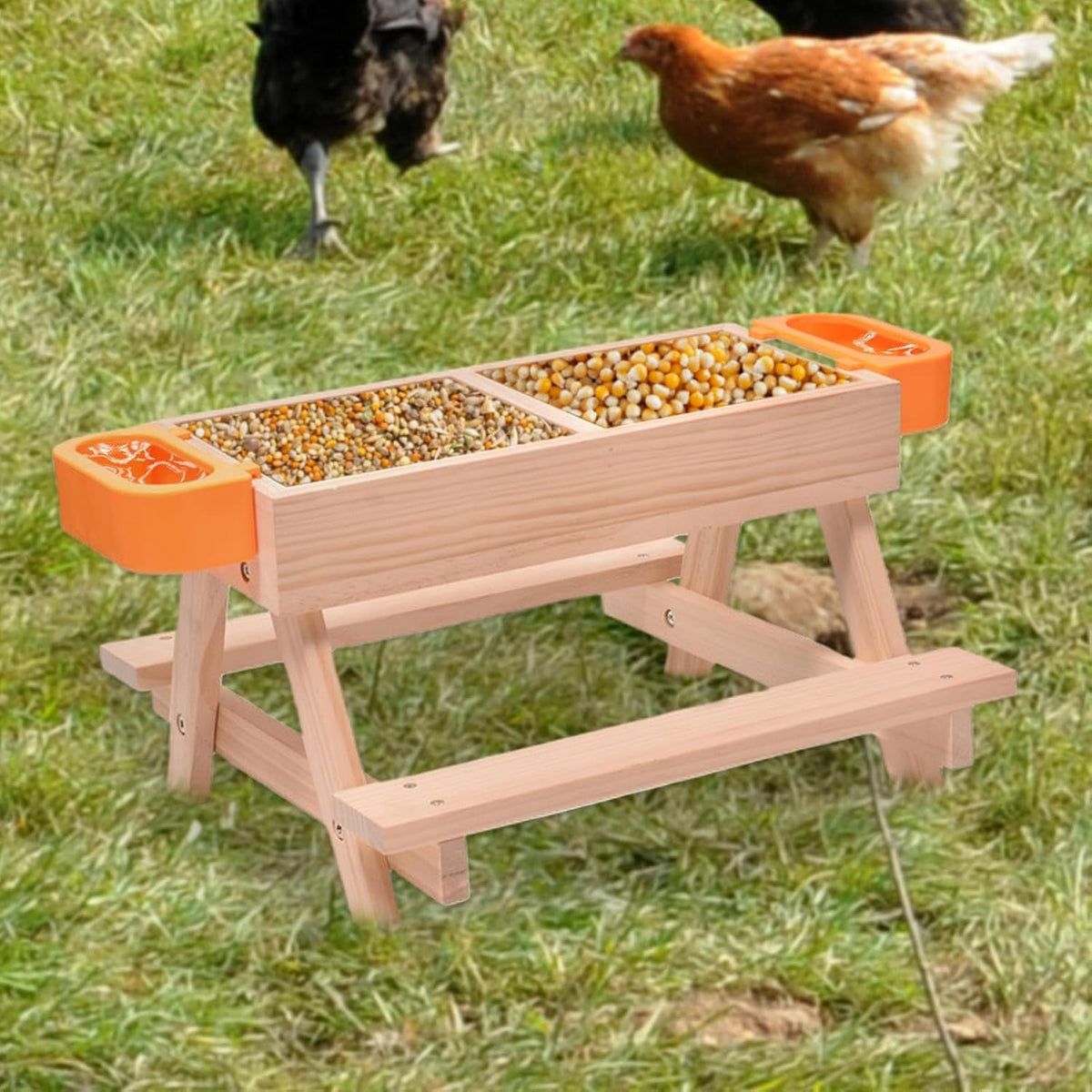 Chicken Feeders No Waste No Waste Wooden Table Poultry Feeding Equipment