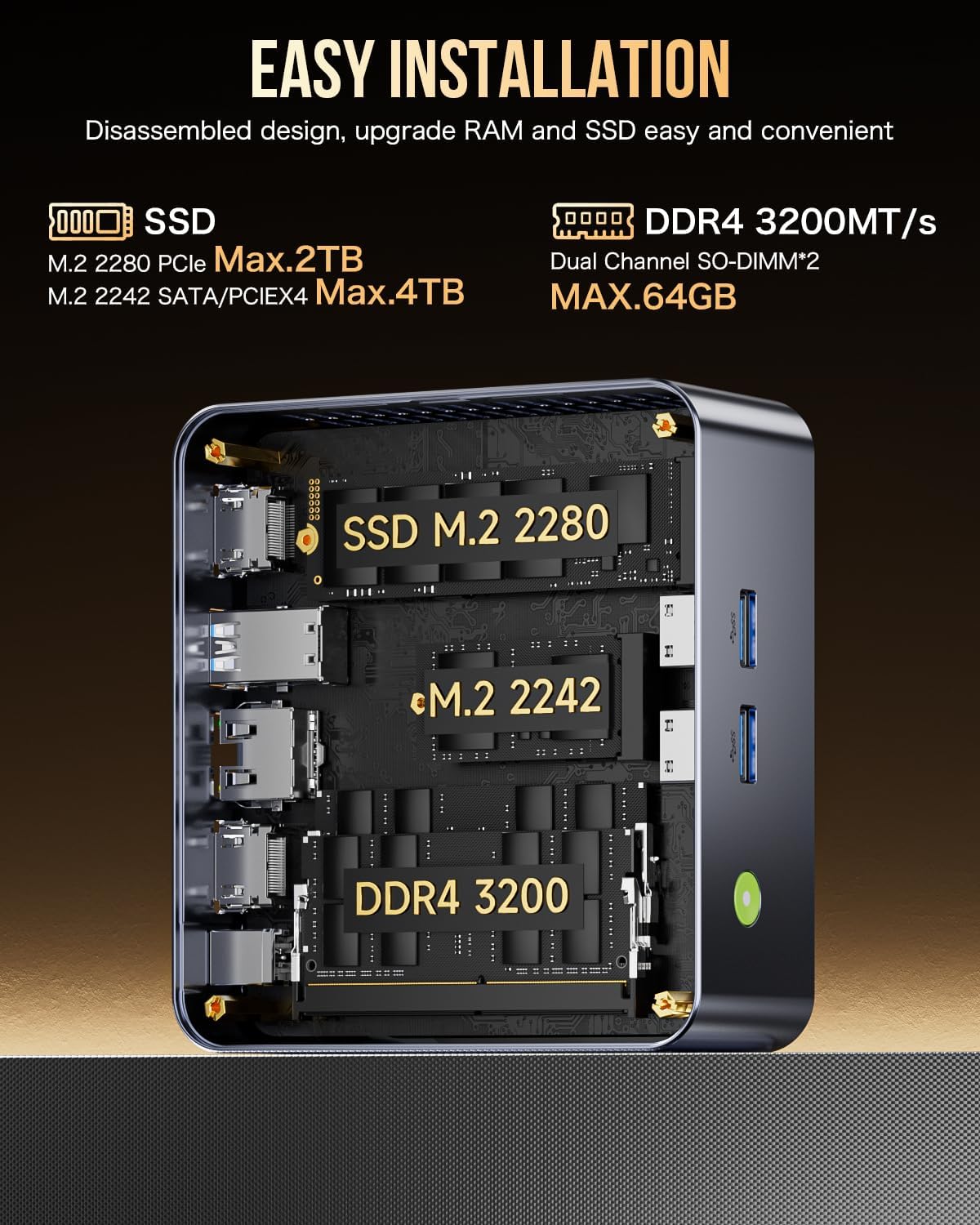 GMKtec Mini PC Intel Core i9 12900HK(14C/20T 5.0 GHz) W11 Pro, Desktop Computer 32GB DDR4 RAM+1TB NVMe SSD, Triple 4K Display, WiFi 6, BT5.2, USB-C M3 Plus
