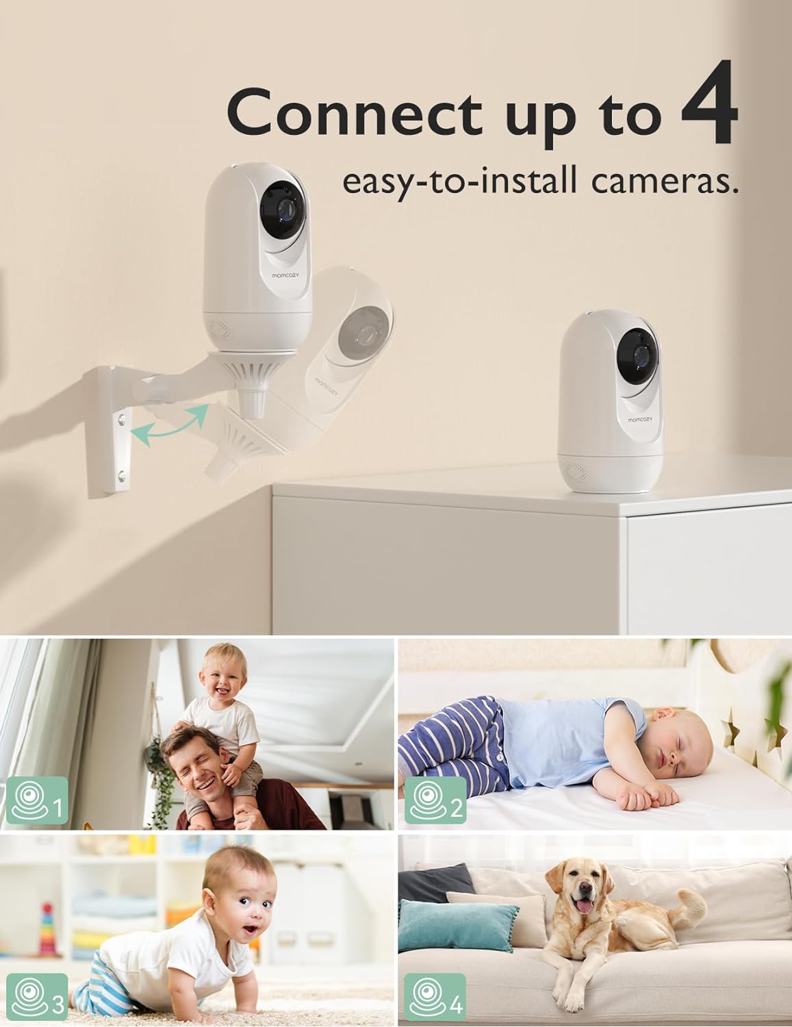 Momcozy Video Baby Monitor, 1080P 5'' HD Baby Monitor with Camera, Built-in Wide Angle Lens, 2-Way Audio, IR Night Vision, 5000mAh Battery, 960ft Range, Temperature Sensor, Lullaby, Easy to Operate