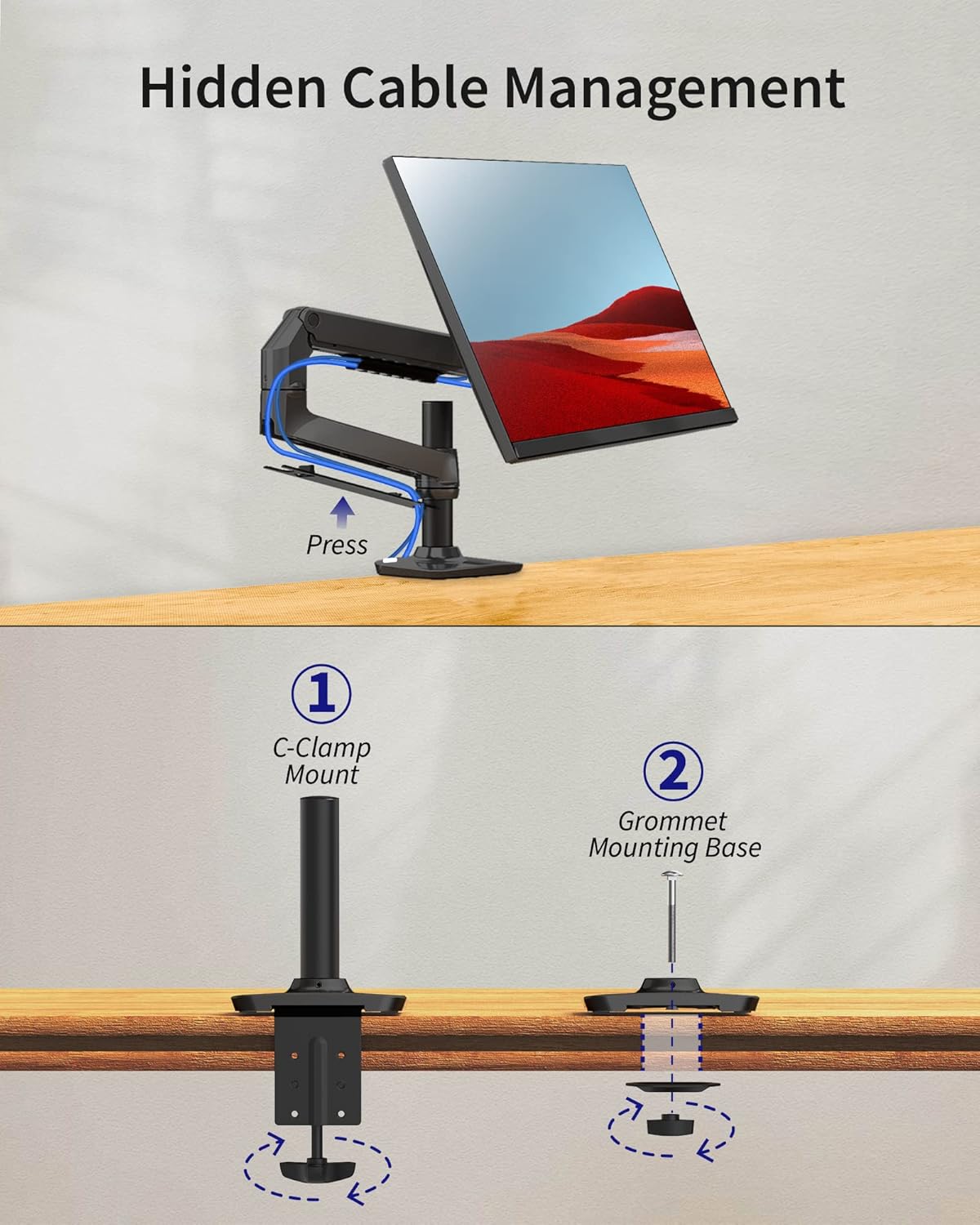 ErgoUnion Dual Monitor Stand for Desk, Vertical Dual Monitor Mount with Wide Range of Motion, Dual Monitor Arm for 17-40" Screen up to 25 lbs Each, Computer Monitor Stand for 2 Monitors - Black