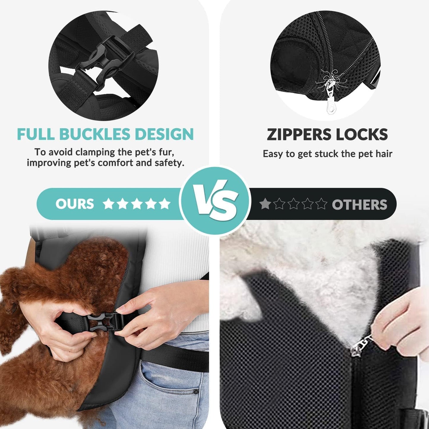 SlowTon Dog Carrier Backpack for Small Medium Dogs, Legs Out & Easy-Fit Dog Cat Puppy Front Carriers Bag for Pet Up to 35lbs, Adjustable Breathable Pet Backpack for Traveling Camping Hiking
