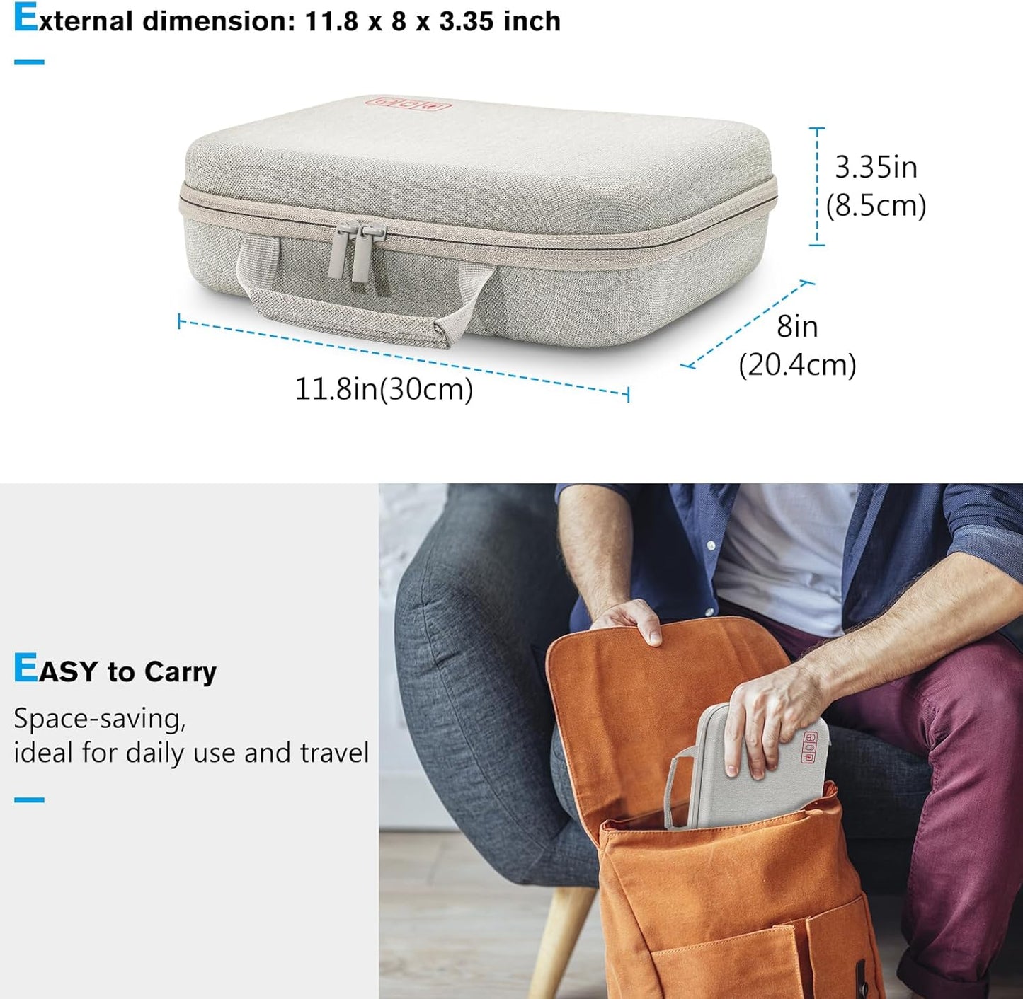 ProCase Hard Travel Electronic Organizer Case for MacBook Power Adapter Chargers Cables Power Bank Apple Magic Mouse Apple Pencil USB Flash Disk SD Card Small Portable Accessories Bag -L, Black