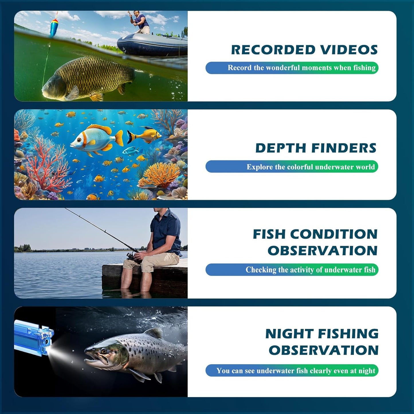 Wireless Underwater Fishing Camera 1080P HD – 98 FT Waterproof ROV Lure Action Fish Finder with 2 Hr Battery, App & Wi-Fi Control | Portable Ice, Lake, Boat, Kayak Fishing