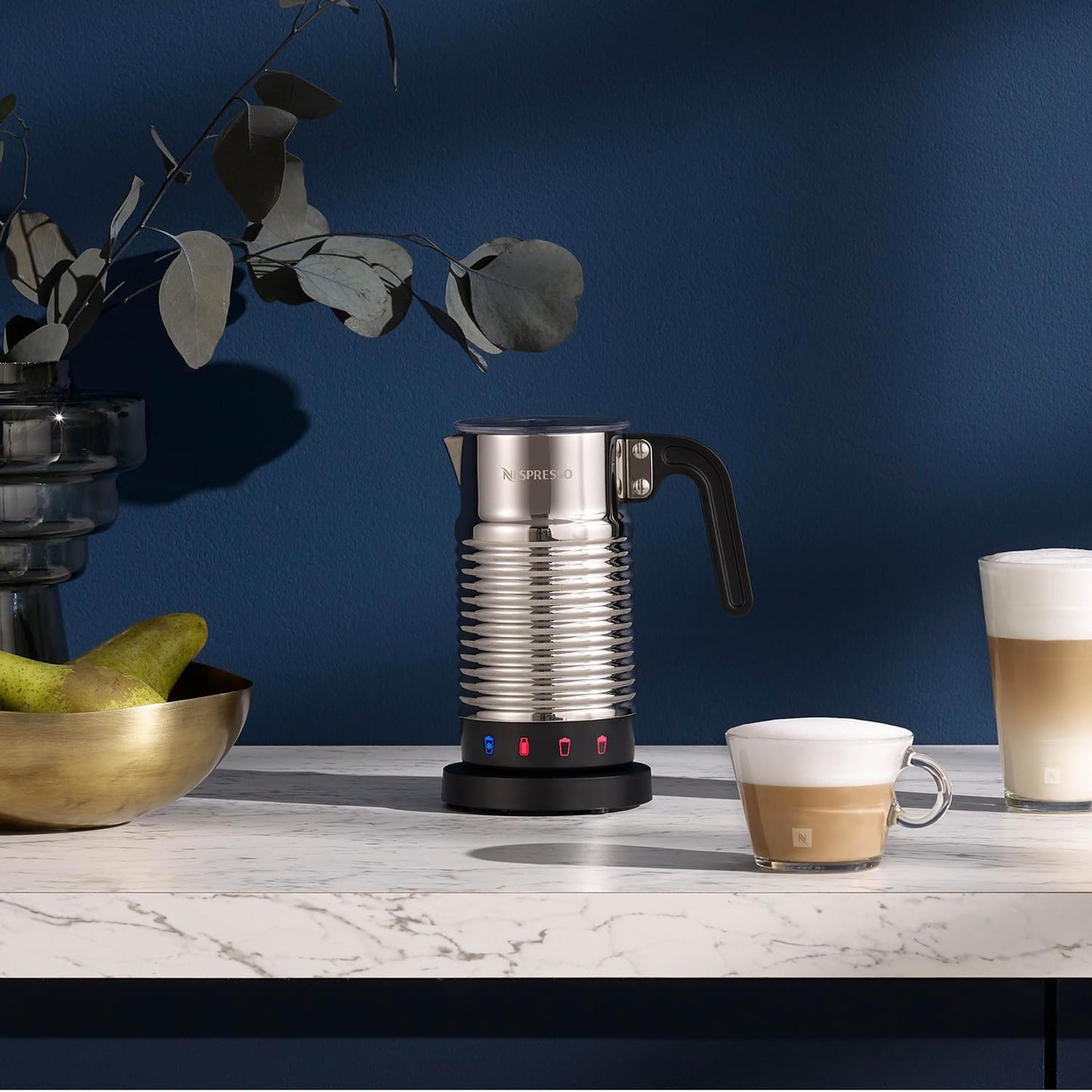 Nespresso Aeroccino 4 Milk Frother - Automatic Hot & Cold Foam Maker for Coffee, Latte, Cappuccino, and Macchiato - Silver - PuriLite