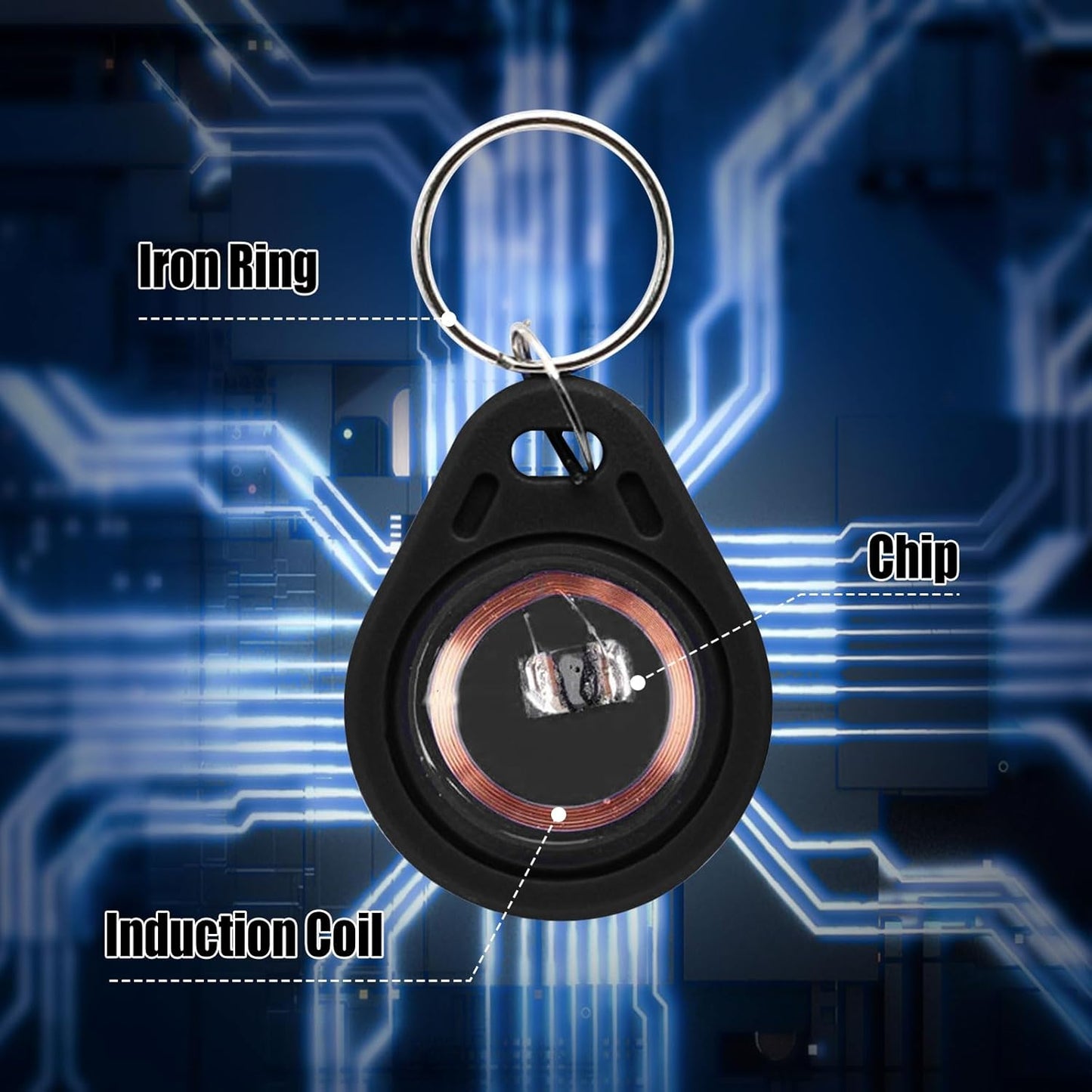 RFID Key Fobs 125KHz 50 PCS, T5577 Proximity ID Tag Rewritable Keypad Card Door Lock Entry Access Control System Fob Tag Wholesale (Black)
