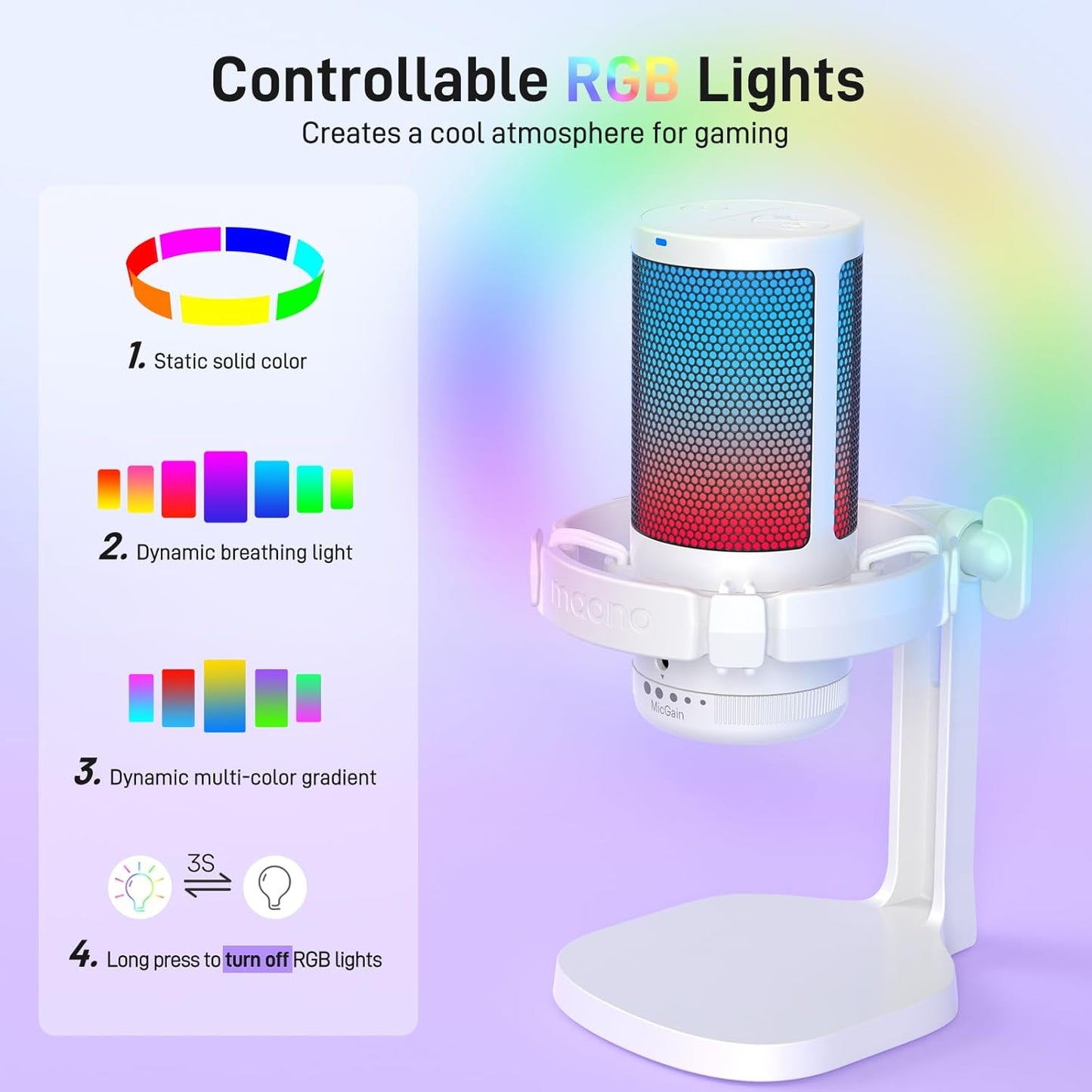 MAONO Gaming USB Microphone, Noise Cancellation Condenser mic with Mute, Gain, Monitoring, Boom Arm for Streaming, Podcast, Vocal, Twitch, YouTube, Discord, PC, Computer, PS4, PS5, Mac, DGM20S