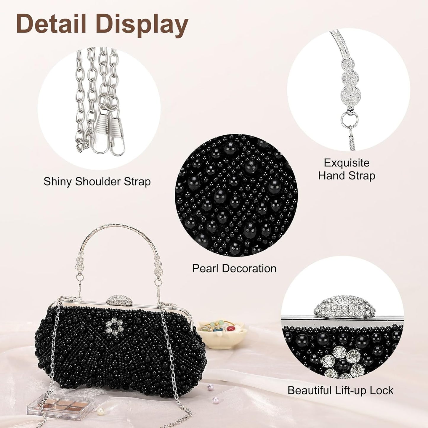 DTGN Clutch Purse Evening Clutch Bag Handbag Cross Body Bag for Women Formal Wedding Club