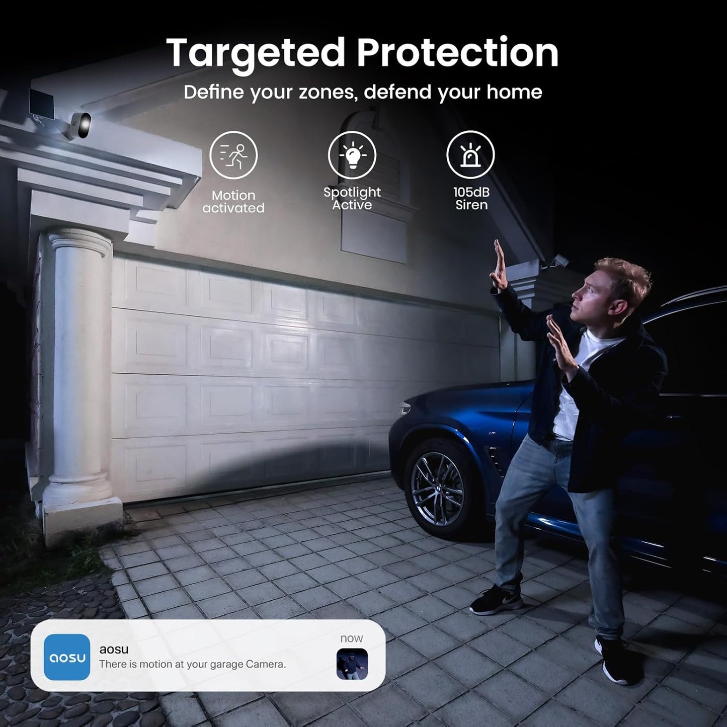 AOSU 2K Solar Security Cameras Wireless Outdoor, WiFi Camera Surveillance Exterieur for Home Security System, 166° View, Color Night Vision, 2-Way Talk, 32GB Homebase Local Storage, No Monthly Fee