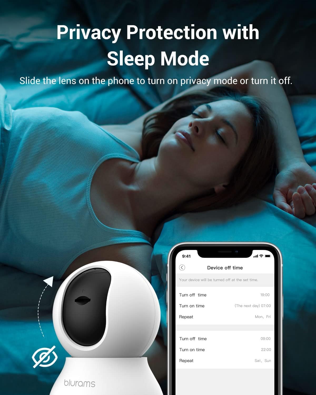 blurams Security Camera, 2K Indoor Camera 360-degree Pet Camera for Home Security w/ Motion Tracking, Phone App, 2-Way Audio, IR Night Vision, Siren, Works with Alexa & Google Assistant,White