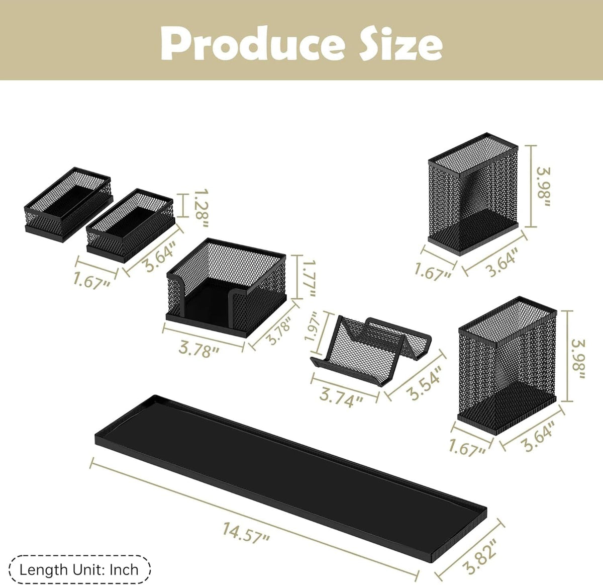 SUPEASY Desk Organizers and Accessories for Office Supplies Organization with 6 Compartments, Desk Organizer with Phone Holder, Pen Holder, Sticky Note Tray, Black