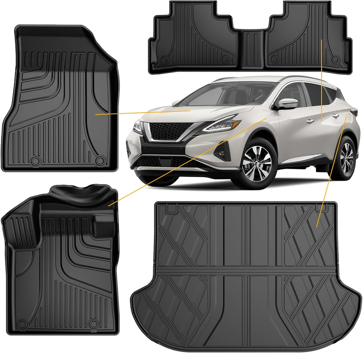 AOMSAZTO Floor Mats & Trunk Mat for 2024 2025 Chevy Equinox EV (Non Fuel),TPE All Weather Protection 2 Rows Car Floor Liners with Cargo Liner for Chevrolet Equinox EV (Non Fuel) - PuriLite