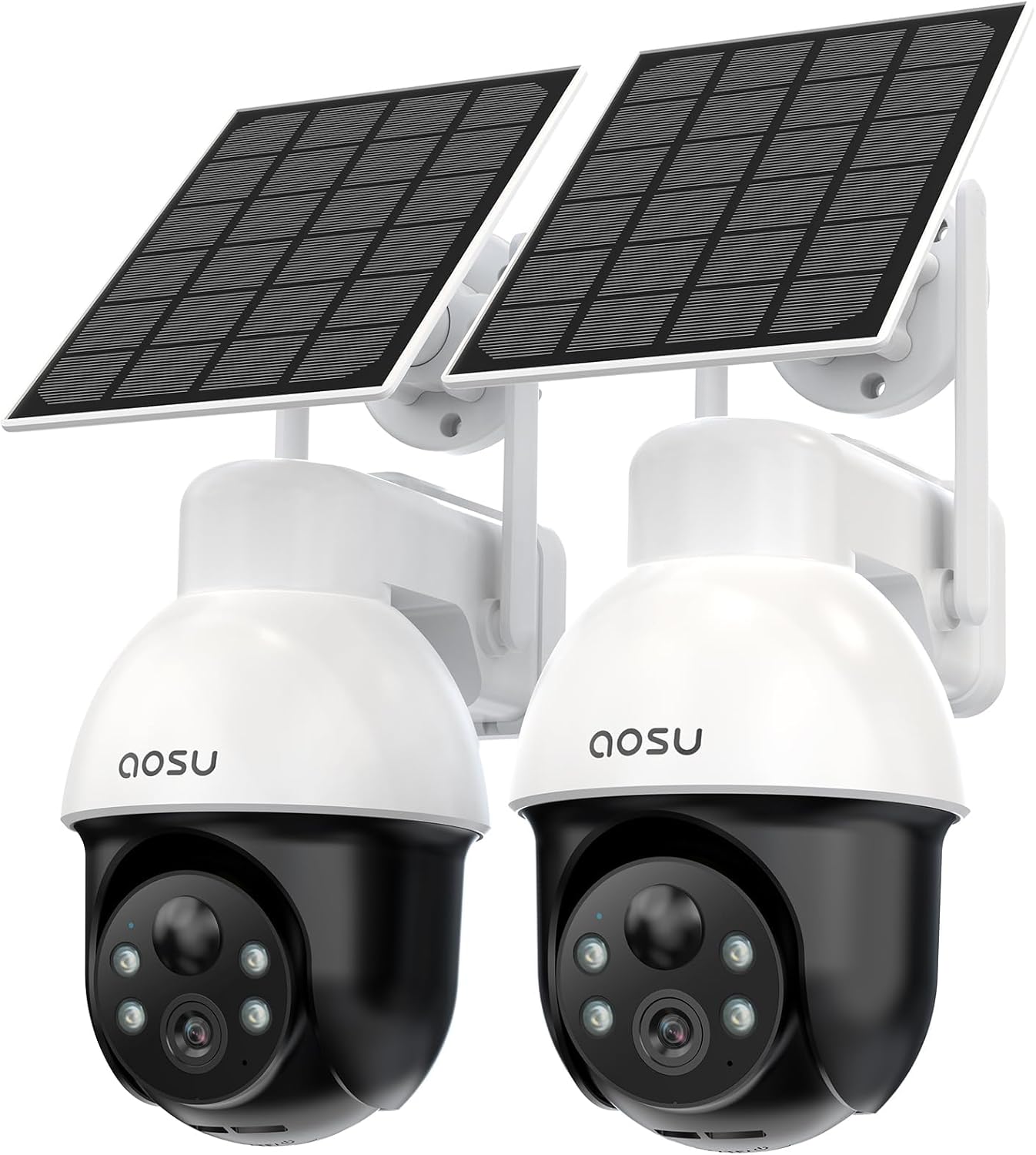 AOSU 3K/5MP Solar Security Cameras Wireless Outdoor, WiFi Camera Surveillance Exterieur for Home Security, Panoramic PTZ, Auto Tracking, Human/Vehicle Detection, Night Vision (2 Pack)