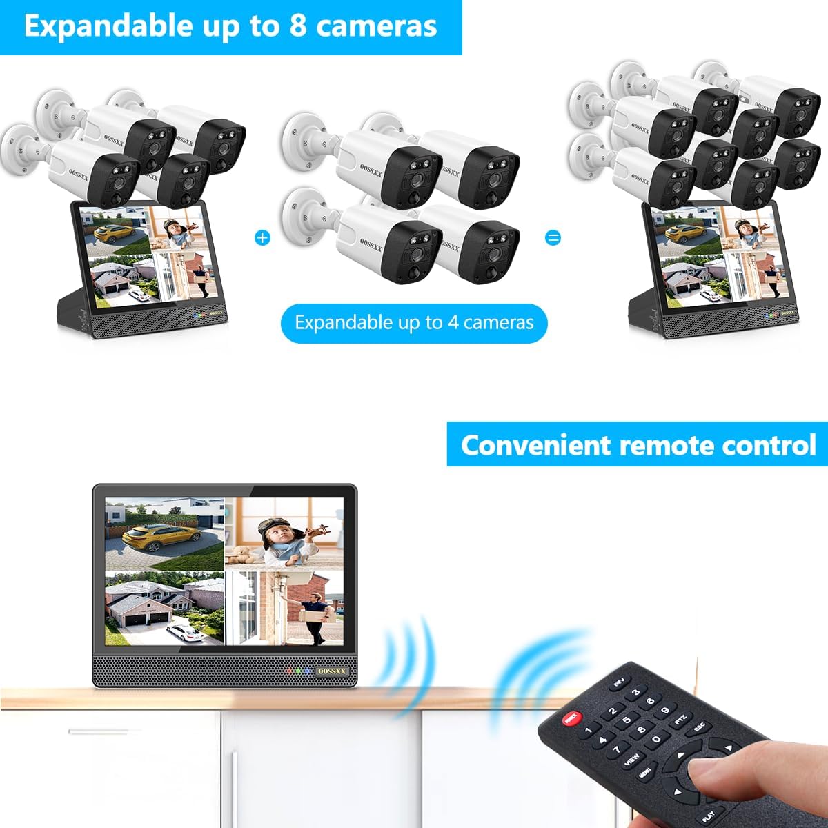 (4K/8.0MP,130°Ultra Wide Angle,2-Way Audio) Wired PoE Camera System with Monitor Outdoor IP Camera for House Indoor Home Security Systems, PIR Surveillance Cameras Video DVR Set