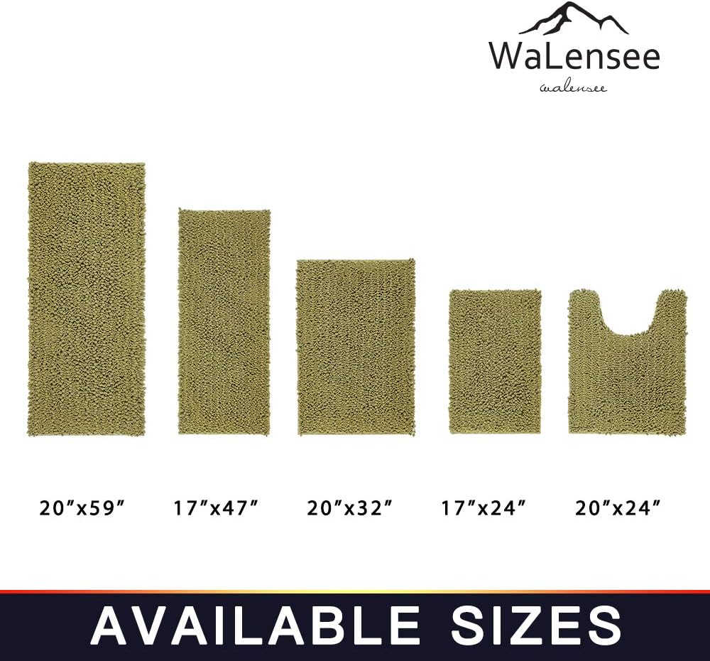 Walensee Bathroom Rug Non Slip Bath Mat (24x17 Inch Blush) Water Absorbent Super Soft Shaggy Chenille Machine Washable Dry Extra Thick Perfect Absorbant Best Small Plush Carpet for Shower Floor
