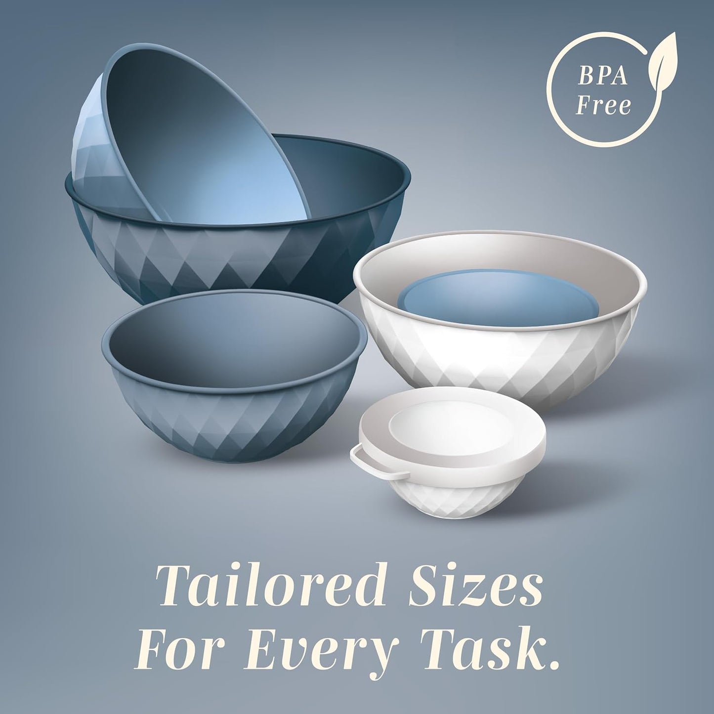 COOK WITH COLOR Mixing Bowls with TPR Lids - 12 Piece Plastic Nesting Bowls Set Includes 6 Prep Bowls and 6 Lids, Microwave Safe Mixing Bowl Set (Green)