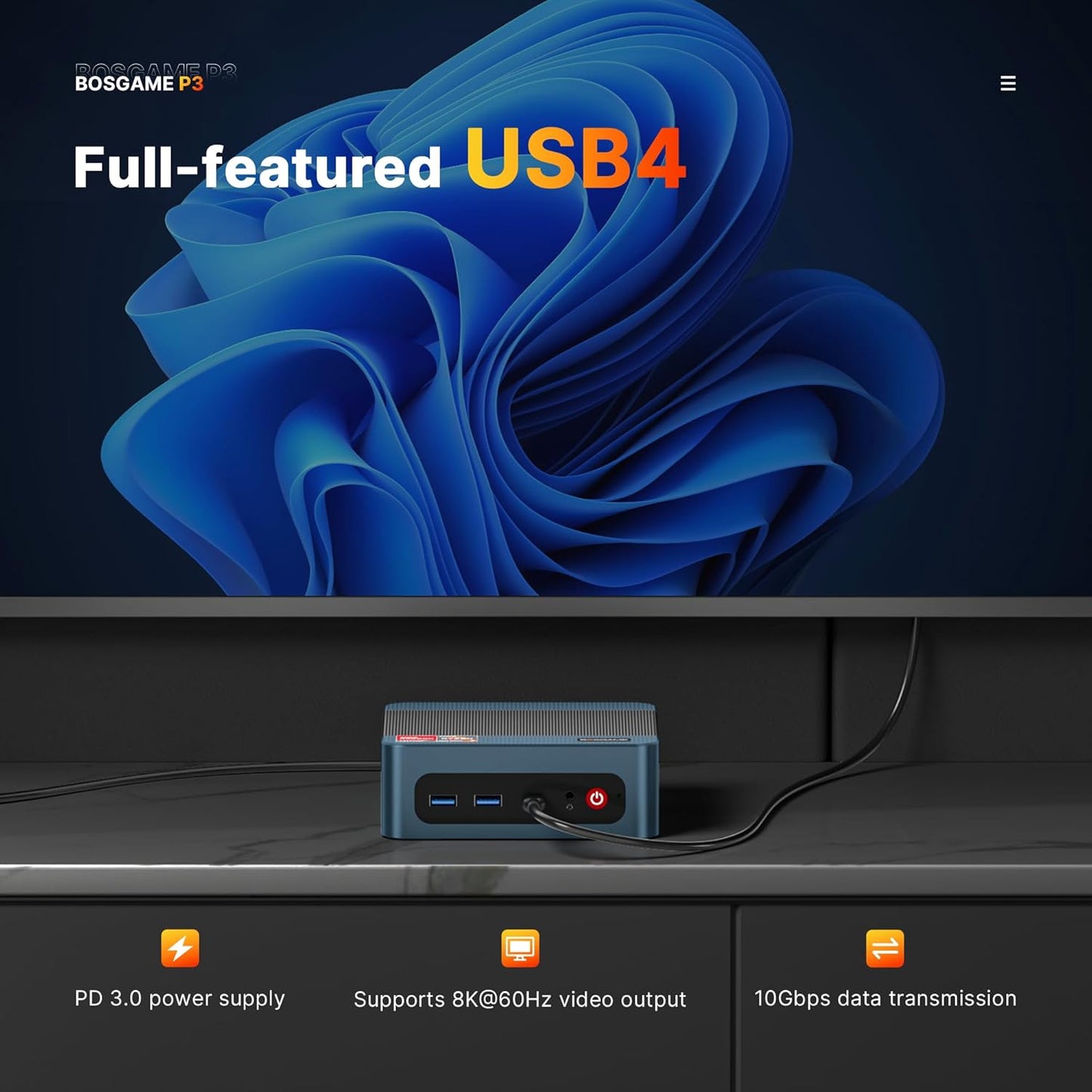 BOSGAME P3 Lite Mini PC, AMD Ryzen 7 6800H Mini Computers, 24GB DDR5, 1TB PCIe SSD, 4K Triple Display & USB4, Dual 2.5G LAN & Wi-Fi 6E & BT5.2, Desktop Computers for Gaming, Office, Design