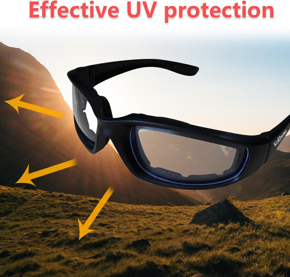 Driving Motorcycle Riding Glasses Foam Padded Eyeglass Motocross Goggles Waterproof Anti-Wind Dustproof UV Protection Bicycle Motorcycle Sunglasses for Outdoor Activities Sports Eyewear(Clear Lens) - PuriLite