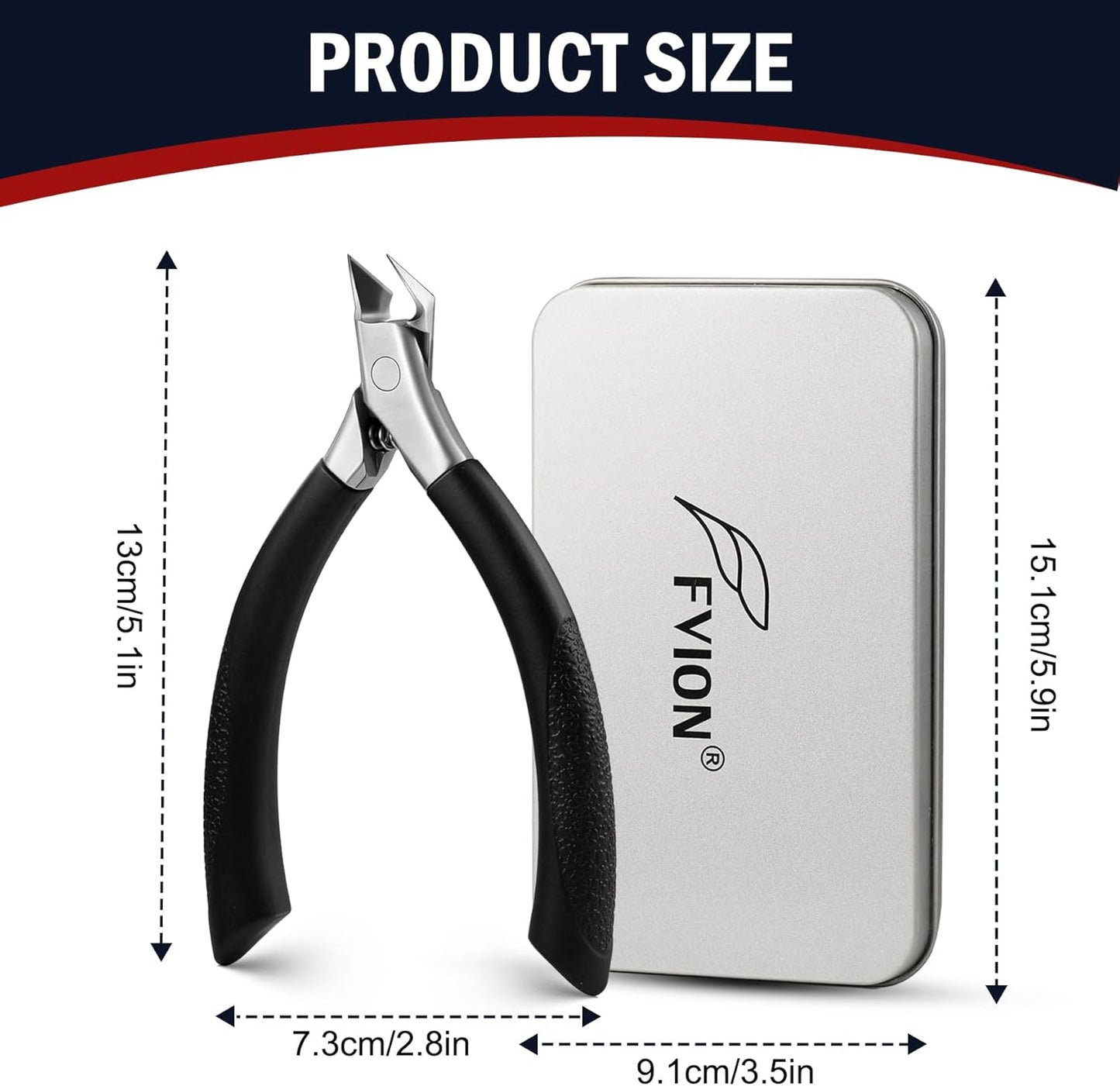 FVION Toenail Clippers for Ingrown Toenail Prevention, Straight Blade Podiatrist Nail Clippers for Thick Nails, Ergonomic Finger Nail Clippers for Adults, Seniors, Men and Women (Black)