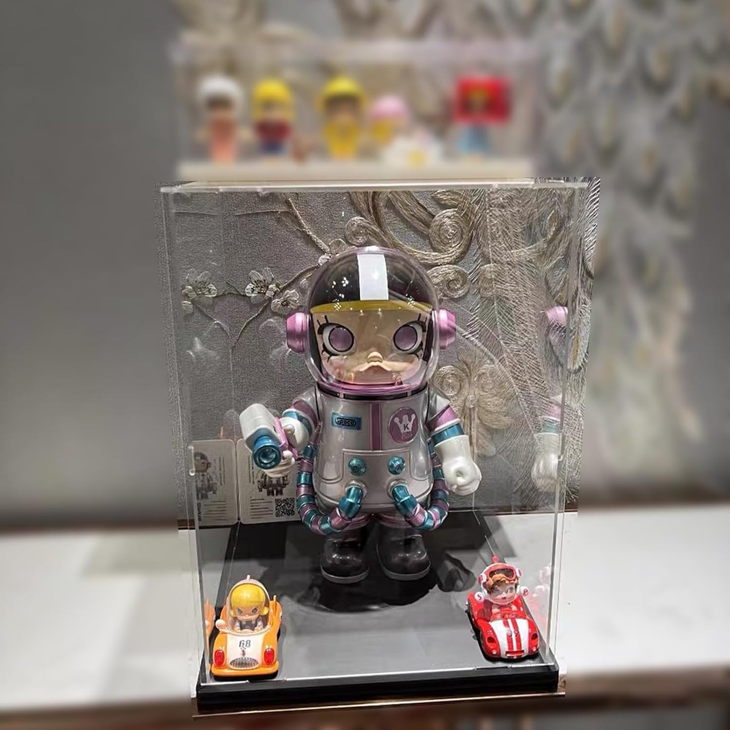 Thickened Clear Acrylic Display Case for Lego 10330 43268 76450 42170 10295 10353 Collectibles, Transparent Box Dustproof Protection with Wood-Plastic Base & String Light, Black Inside 40x20x20cm