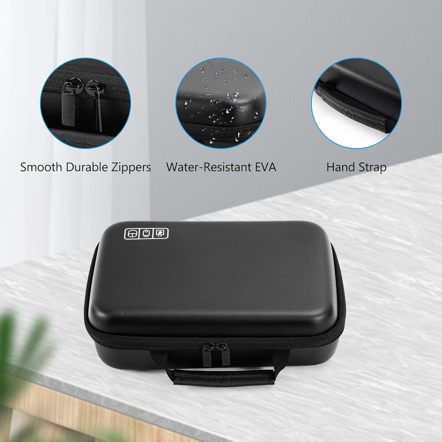 ProCase Hard Travel Electronic Organizer Case for MacBook Power Adapter Chargers Cables Power Bank Apple Magic Mouse Apple Pencil USB Flash Disk SD Card Small Portable Accessories Bag -L, Black