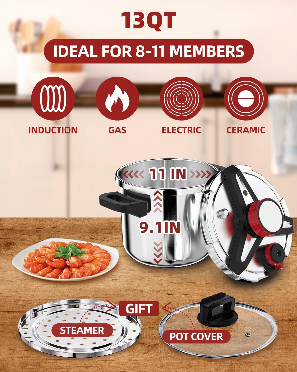 Purilite Select 3-in-1 304 Stainless Steel Pressure Cooker
