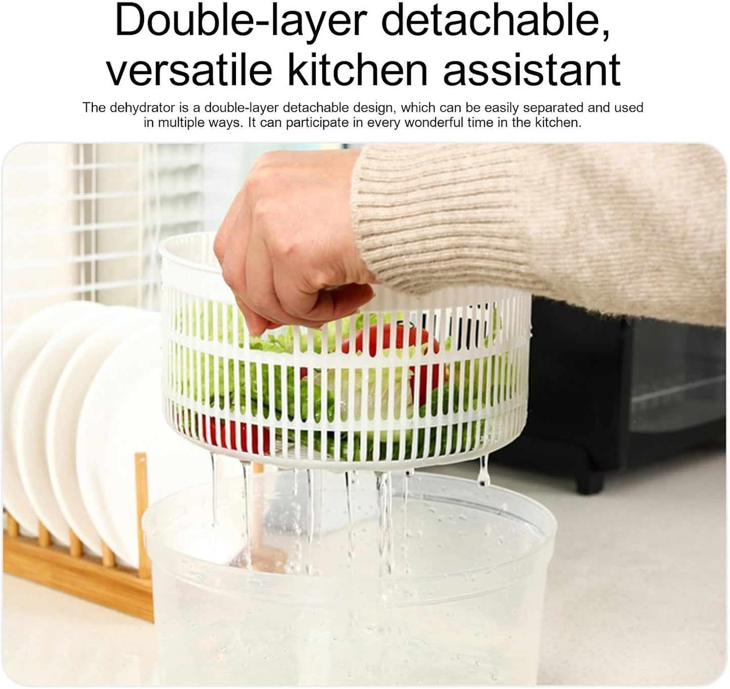 Vegetable Spinner | Fruit Dryer Spinner - Salad Dryer for Washing, Spinner, and Draining Greens, Fruits, and Vegetables