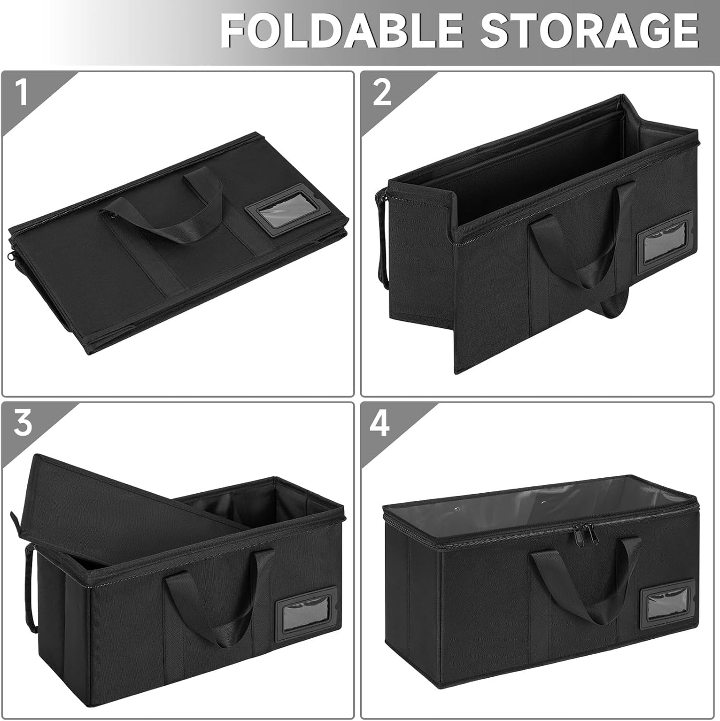 4 Pack-DVD Storage Boxes, PVC Clear Lid, DVD Case Holder Organizer with Index Labels-15.4"x 5.5"x 7.9" DVDs Storage Holder Bags for DVDs, CDs, Video Games, Books, Each Hold up to 25 DVDs Jewel Cases