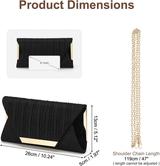 DTGN Evening Bags Clutch Purses for Women Formal, Purse Handbag Crossbody Bag Strap Shoulder Bag for Wedding Guest Party - PuriLite