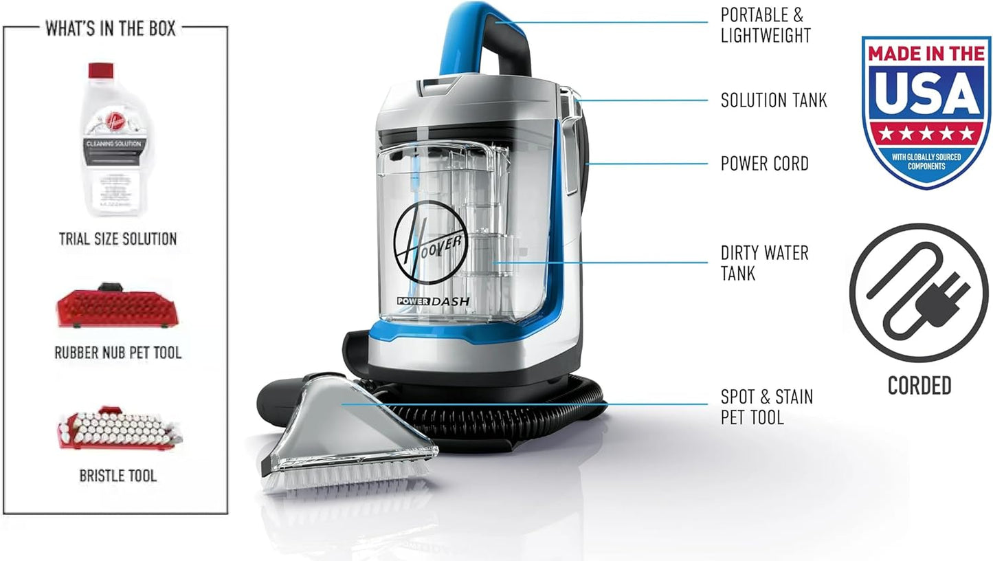 Hoover CleanSlate Carpet & Upholstery Spot Cleaner, Stain Remover, Portable, FH14000V, White