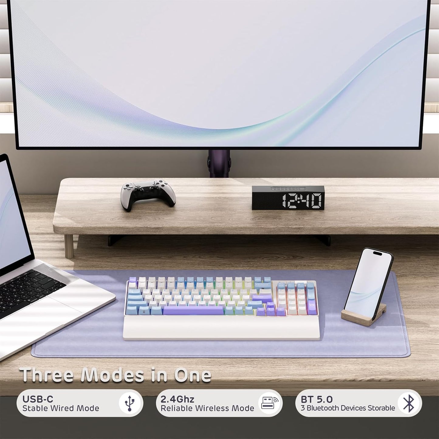 RK ROYAL KLUDGE RK96 RGB Limited Ed, 90% 96 Keys Wireless Triple Mode BT5.0/2.4G/USB-C Hot Swappable Mechanical Keyboard w/Wrist Rest, Software Support, Linear Viridian Switches, MARRS Green