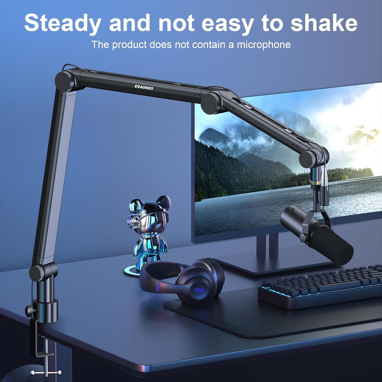 Microphone Arm,Aokeo AK-35 Microphone Desk Stand-Microphone Suspension Boom Scissor Arm Stand For Blue Yeti,Blue Snowball iCE,QuadCast,Elgato