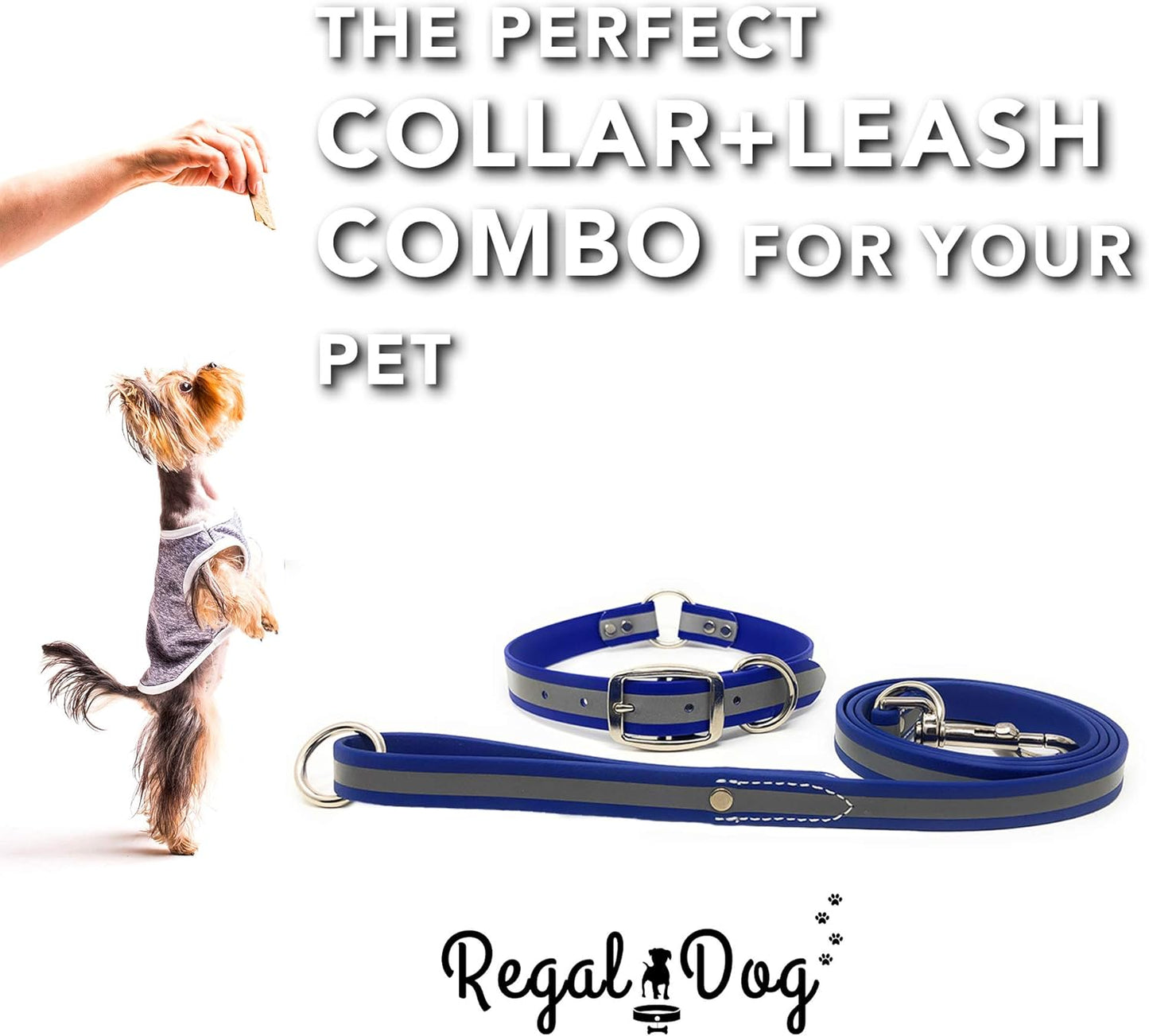 Regal Dog Products Large Pink Heavy Duty Reflective Dog Collar with Center Ring, Metal Buckle and D Ring | Anti-Odor Adjustable Biothane Waterproof Dog Collar | Other Sizes for Small & Medium Dogs