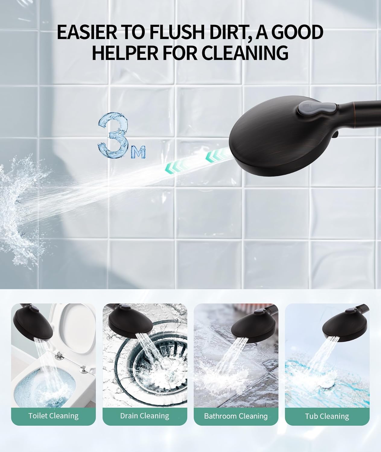 Filtered Shower Head with Handheld, High Pressure 9 Spray Mode Chrome Showerhead with Filters,Detachable Shower Head,Water Softener Filters Beads for Hard Water -Remove Chlorine