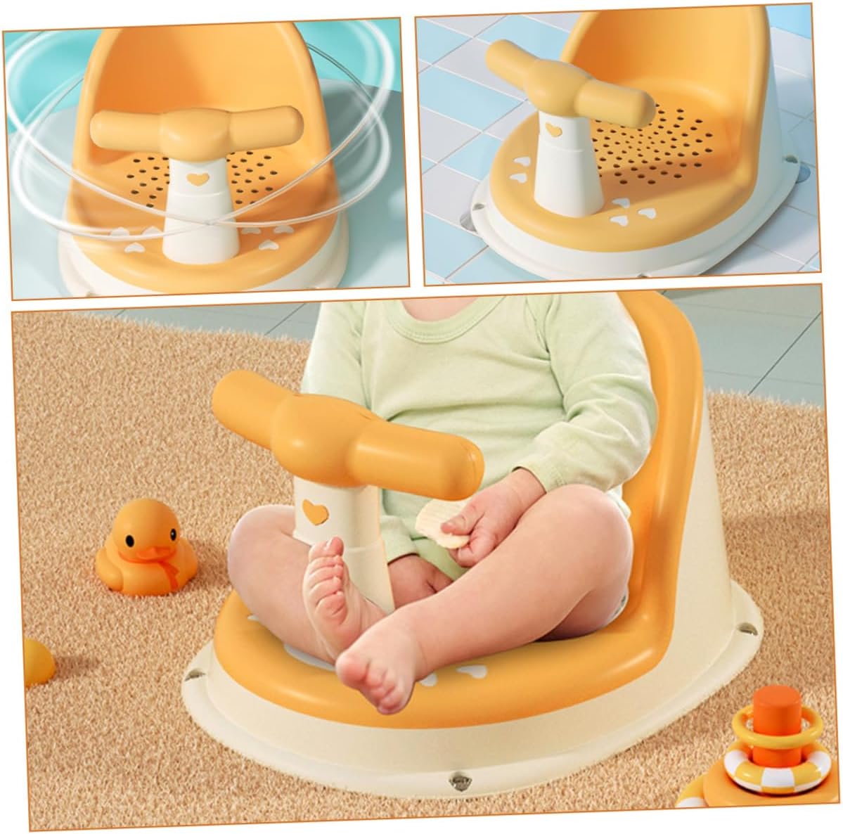 Parliky Portable Bath Seat with Nonslip Support for Bathtub Safe Tub Chair for Months Skid Bath Stool for