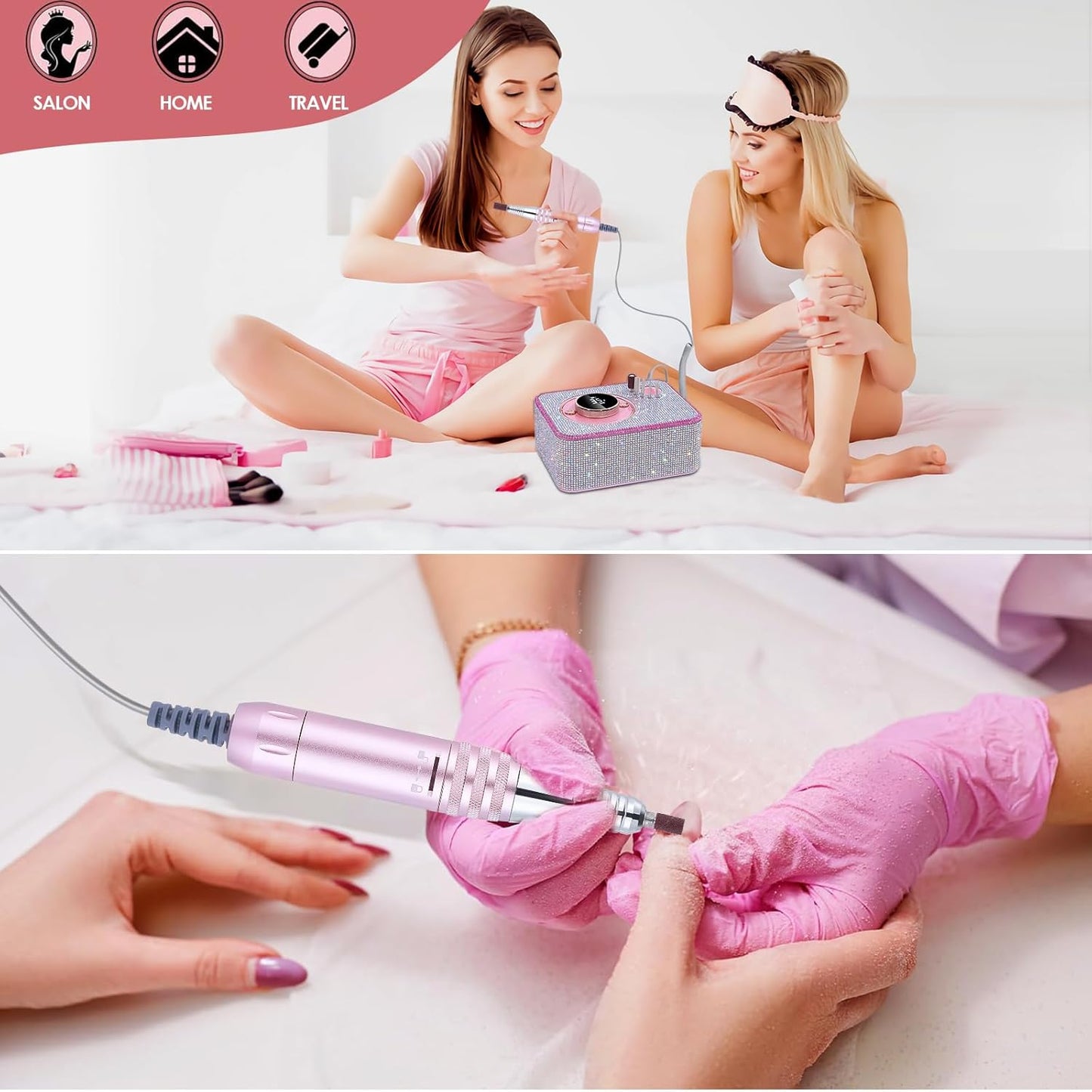 ANBEISTEE Electric Nail Cutter with 35000 RPM, Rechargeable Cutter Nails, Professional Nail File, Portable Nail Drill Set, Suitable for Nail Art and Pedicure, Salons and Family