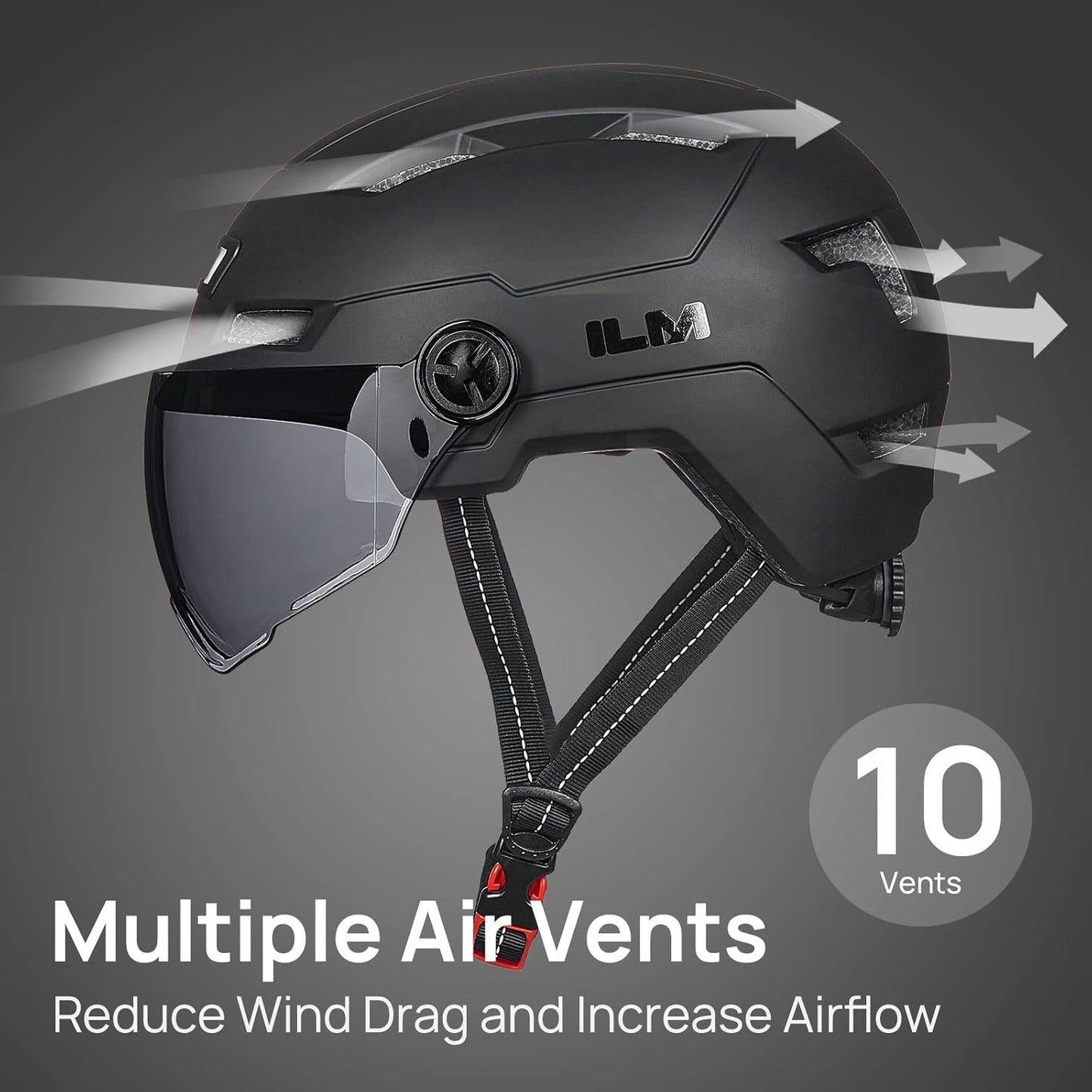 ILM Adult Bike Helmet with USB Rechargeable LED Front and Back Light Mountain&Road Bicycle Helmets for Men Women Removable Goggle Cycling Helmet for Commuter Urban Scooter