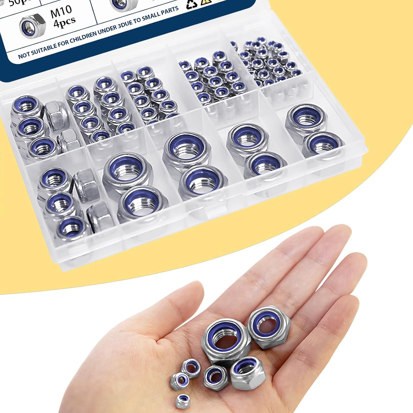 Vifmy 110 Pack 1/4"-20 Inch Lock Nuts,304 (A2-70) Stainless Steel Nylon Insert Locknuts,Standard Inch Thread Nylock Nuts for Bolts