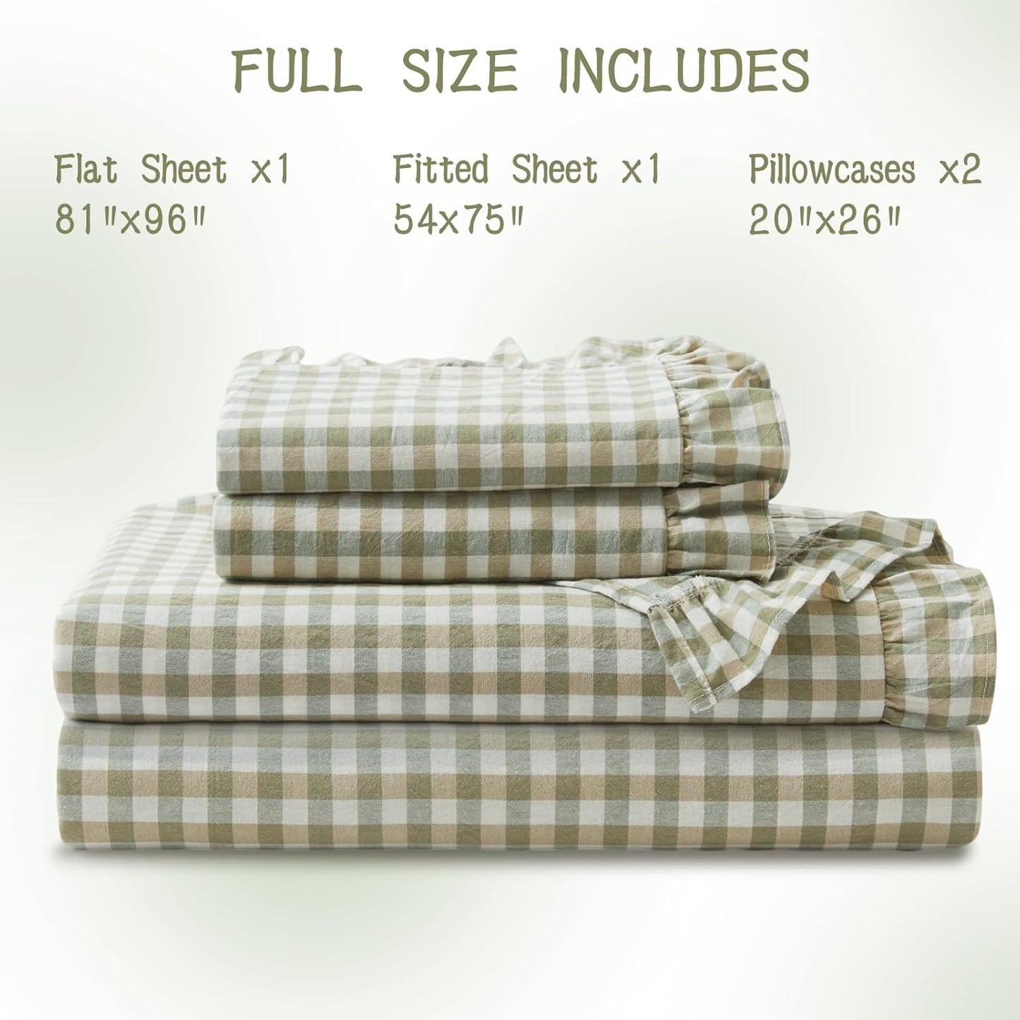 KKJIAF 3 Pieces Plaid Ruffle Twin Bed Sheets, Gingham Twin Sheet Set Comfy Breathable Ruffed Bed Sheet Set with 16 Inch Deep Pocket, Dusty Blue