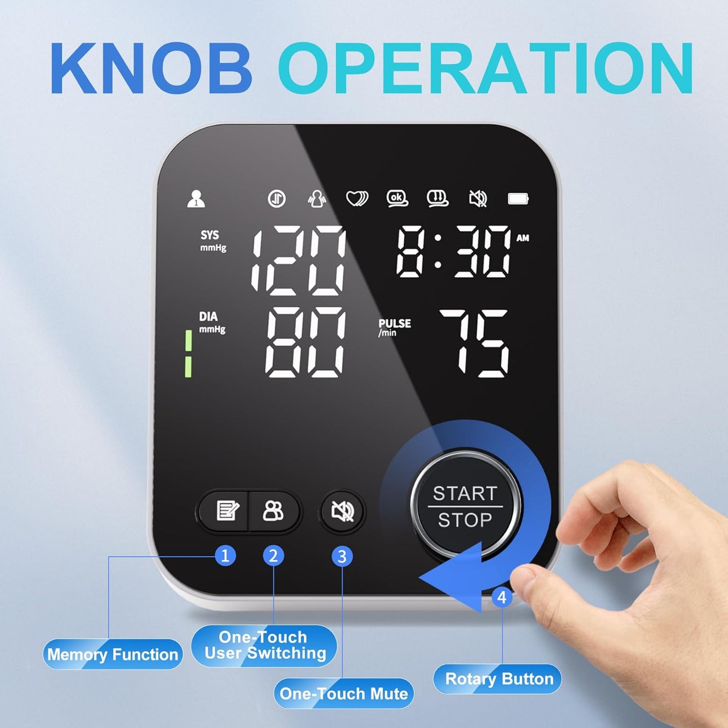 Blood Pressure Machine for Home Use, Adjustable 8.7"-16.5" Upper Arm Cuff Dual User Mode Voice Broadcast LED Backlit Display Monitor with Storage Bag