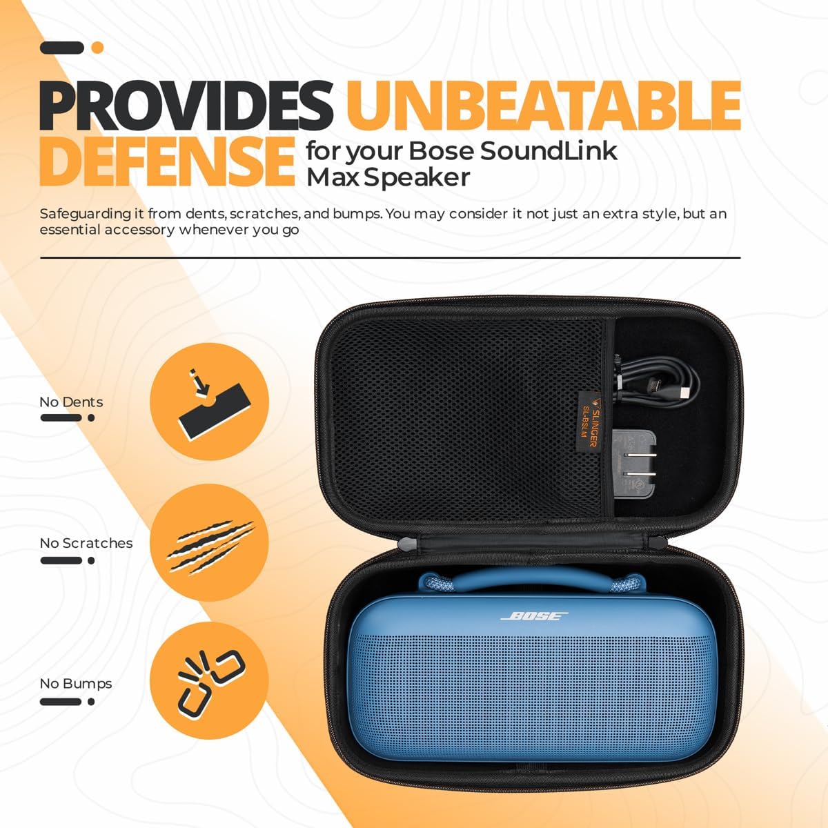 Bose SoundLink Max Portable Speaker, Large Waterproof Bluetooth Speaker, Up to 20 Hours of Battery Life, USB-C, Built-in 3.5mm AUX Input, + Hard Shell Travel Case + USB Plug + AUX Cable (Black)