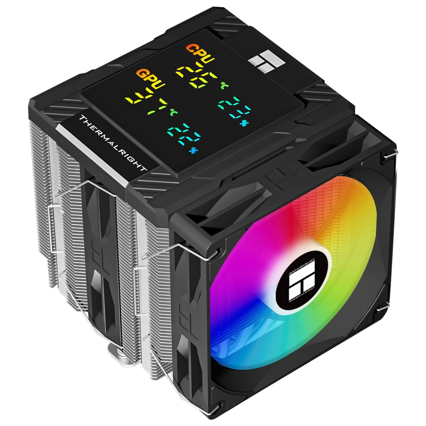 Thermalright Peerless Assassin 120 Digital ARGB Black CPU Air Cooler, Digital Screen Top Cover,6 Heatpipes Computer CPU Cooler, for AM4/AM5,Intel LGA1700/1851/1150/1151/1200,PC Cooler-Black ARGB