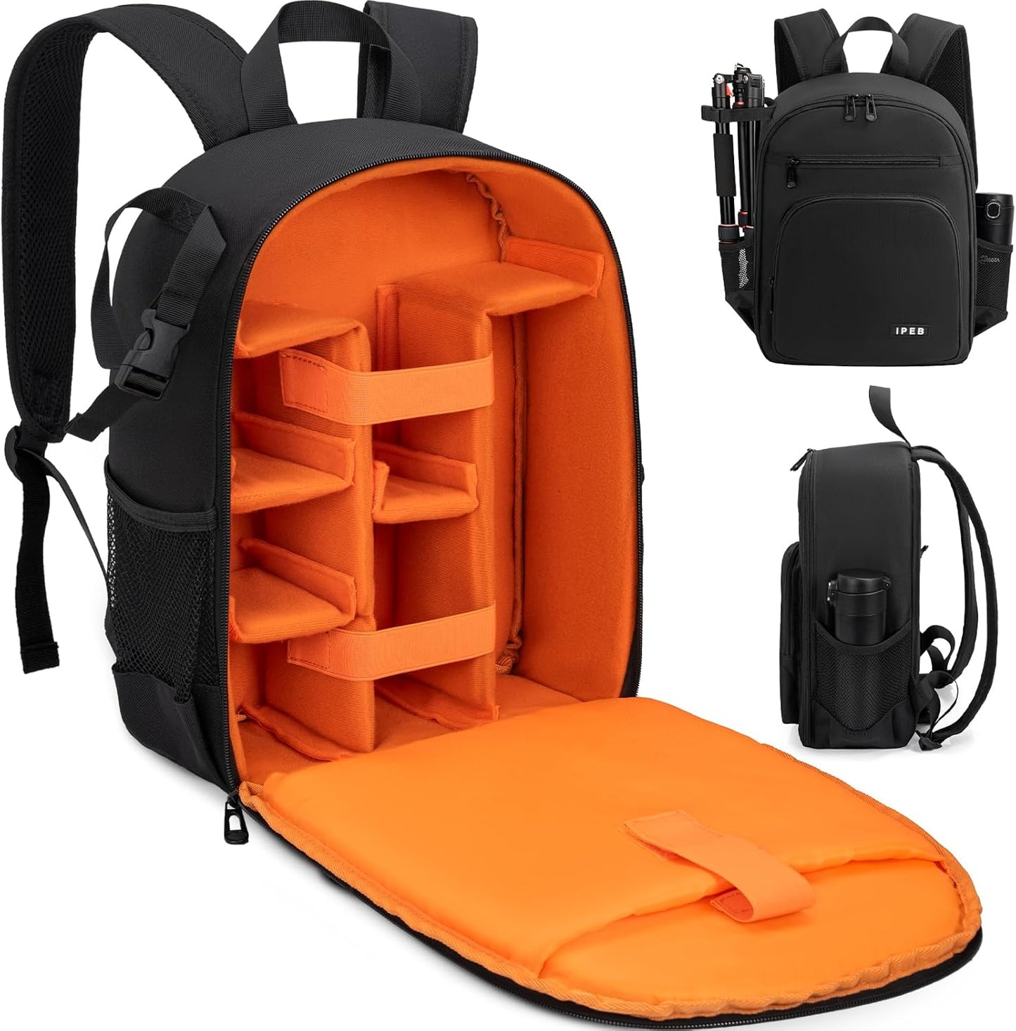 IPEB Camera Backpack Bag with Tripod Holder Water Resistant Camera Cases Photography Backpack Anti-Theft for DSLR Camera