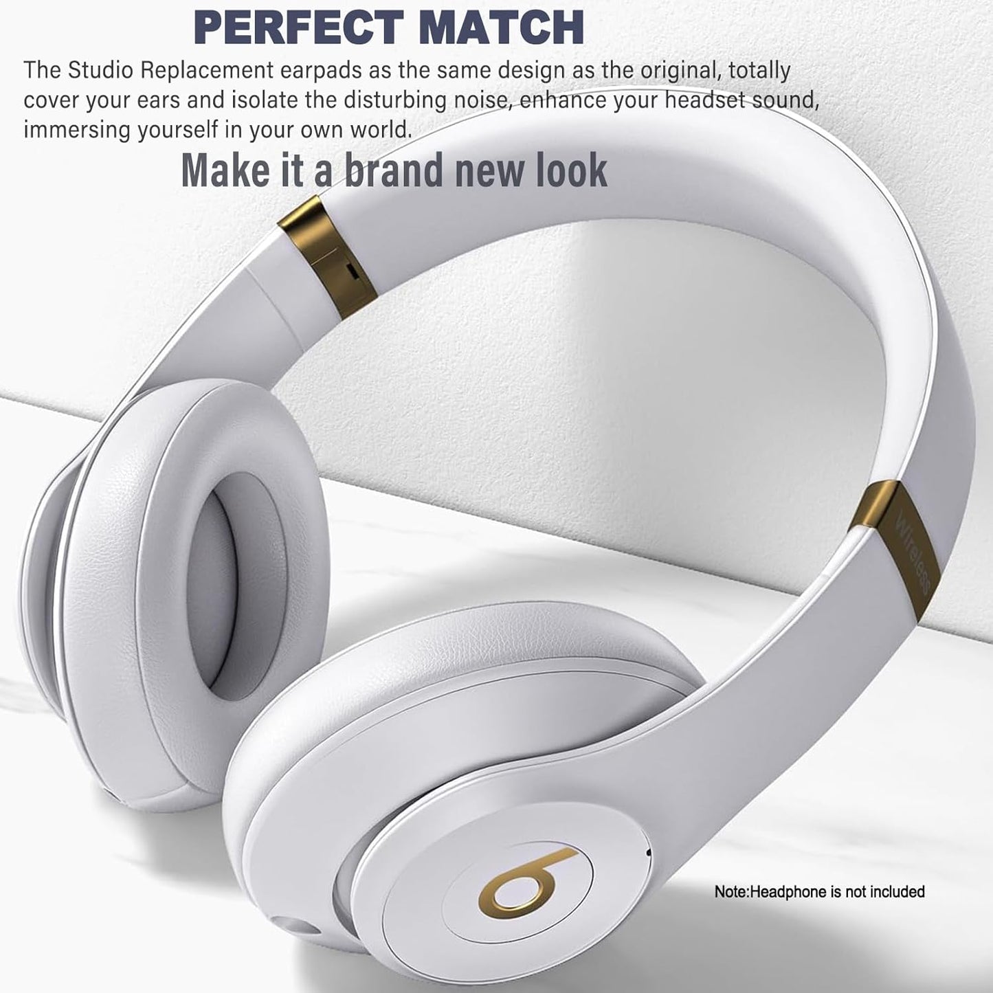 Studio 3 Ear Pads Cushions Replacement Earpads for Beats Studio 2 & Studio 3 Wired & Wireless Headphones,Ear Cushions Memory Foam Earpads with Soft Protein Leather Replacement Parts -White Floral