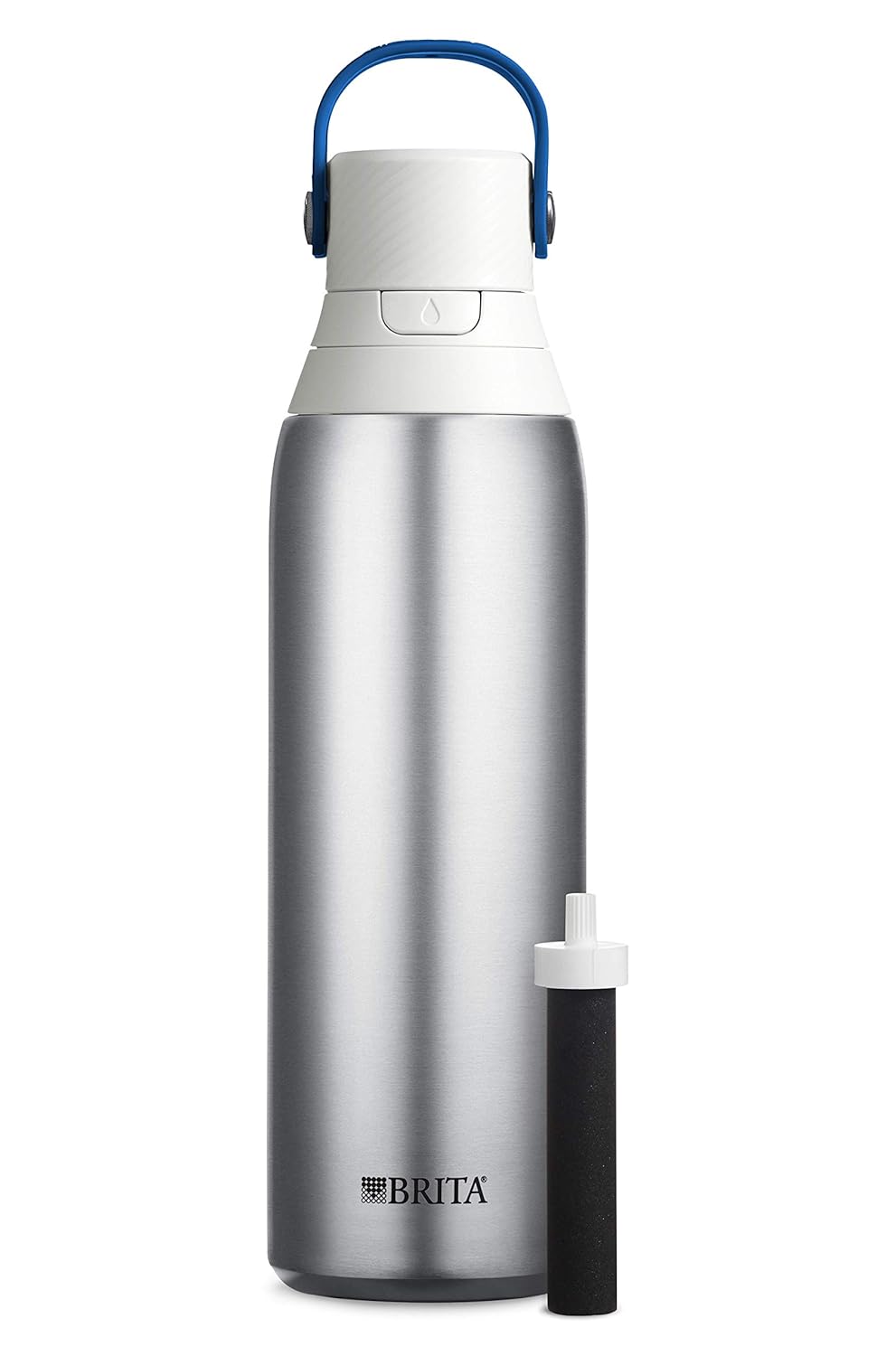 BRITA Stainless Steel Water Bottle with Filter, 591 mL Premium Double Insulated Water Bottle, Rose