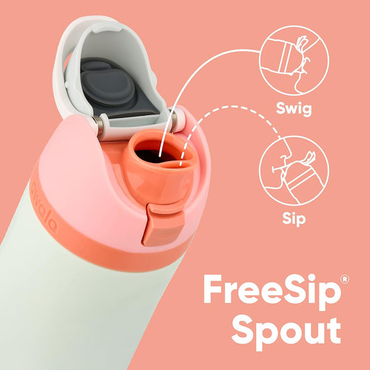 Owala FreeSip Insulated Stainless Steel Water Bottle with Straw for Sports and Travel, BPA-Free, 24-oz, Shy Marshmallow - PuriLite