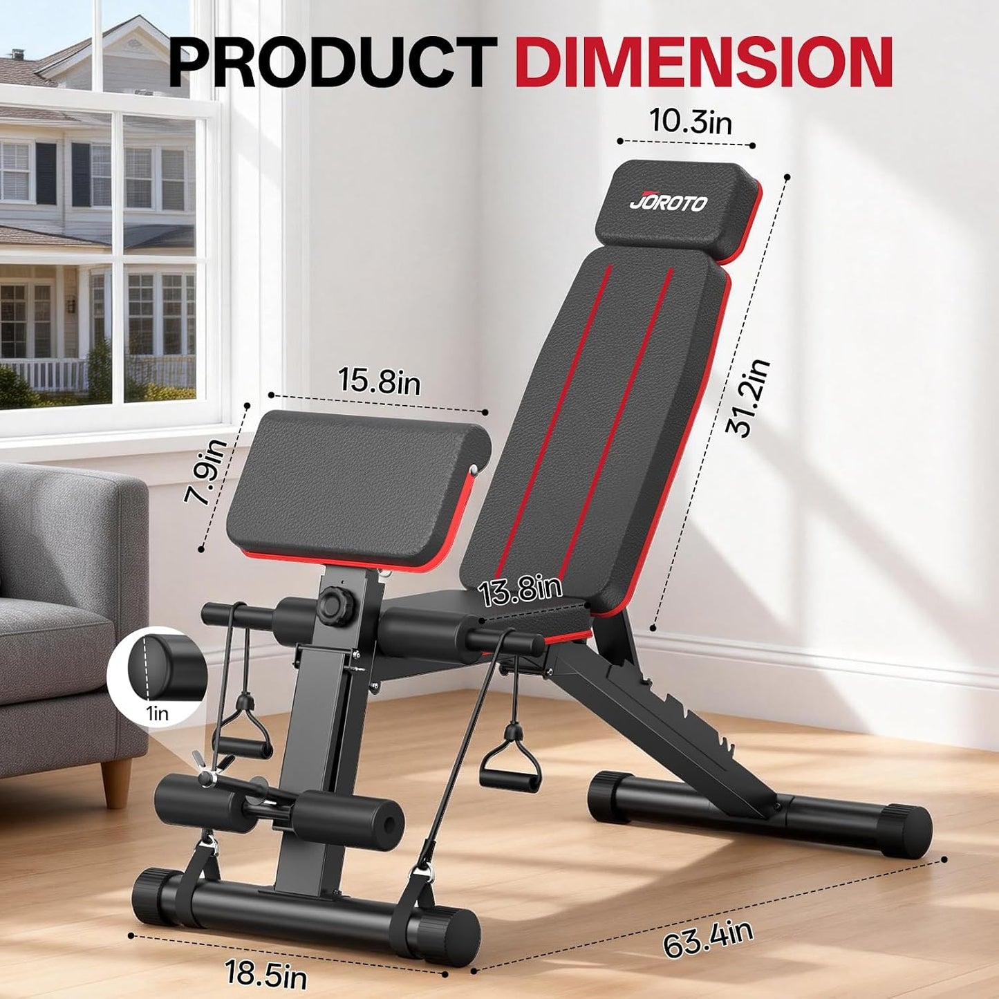 JOROTO Adjustable Weight Bench, Foldable Workout Bench 1000LBS Home Gym