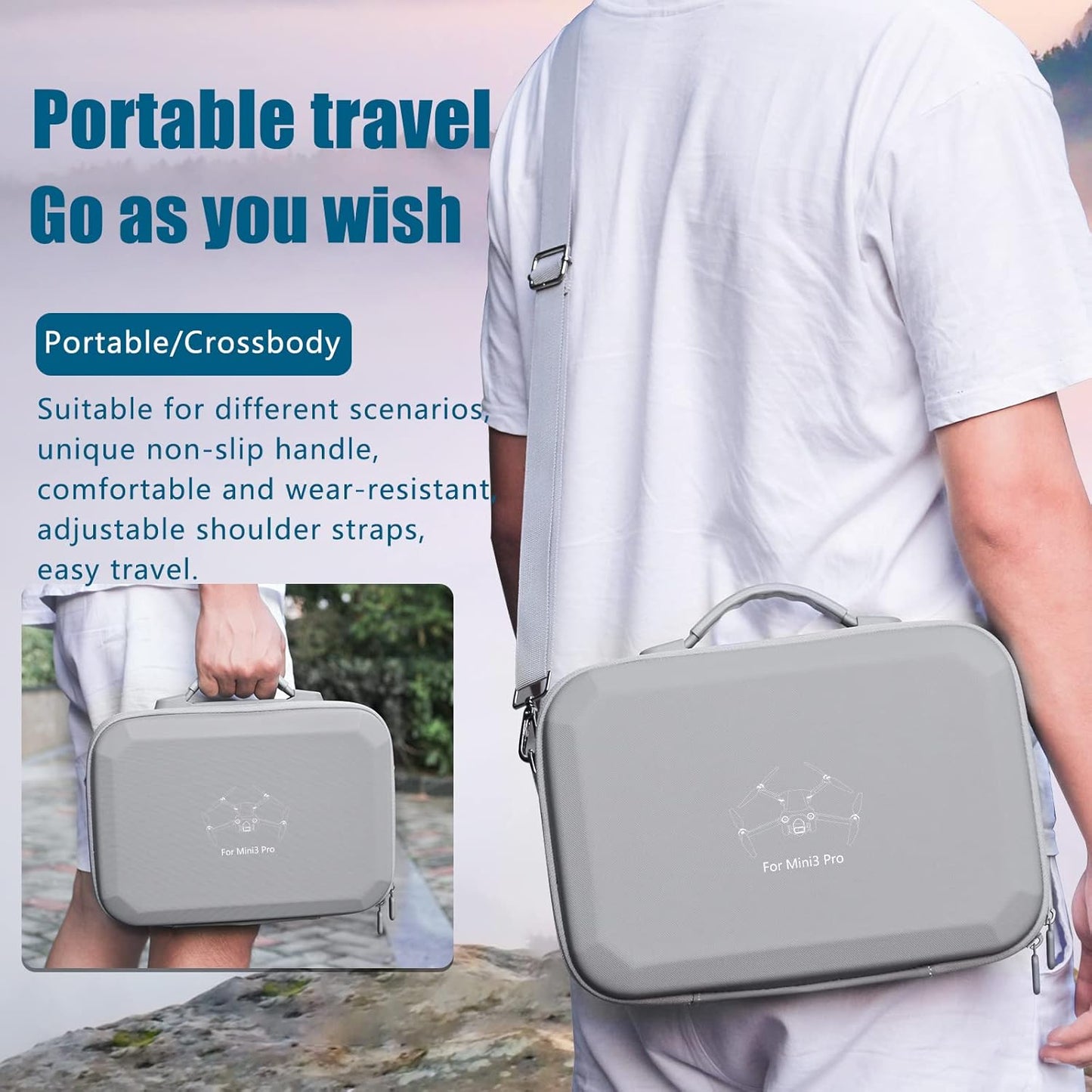 Mini 3 Carrying Case, for DJI Mini 3 Pro and DJI Mini 3, Waterproof Portable Hard Shell Travel Box Compatible with Shoulder Strap for DJI Mini 3 Pro and DJI Mini 3 Drone Accessories