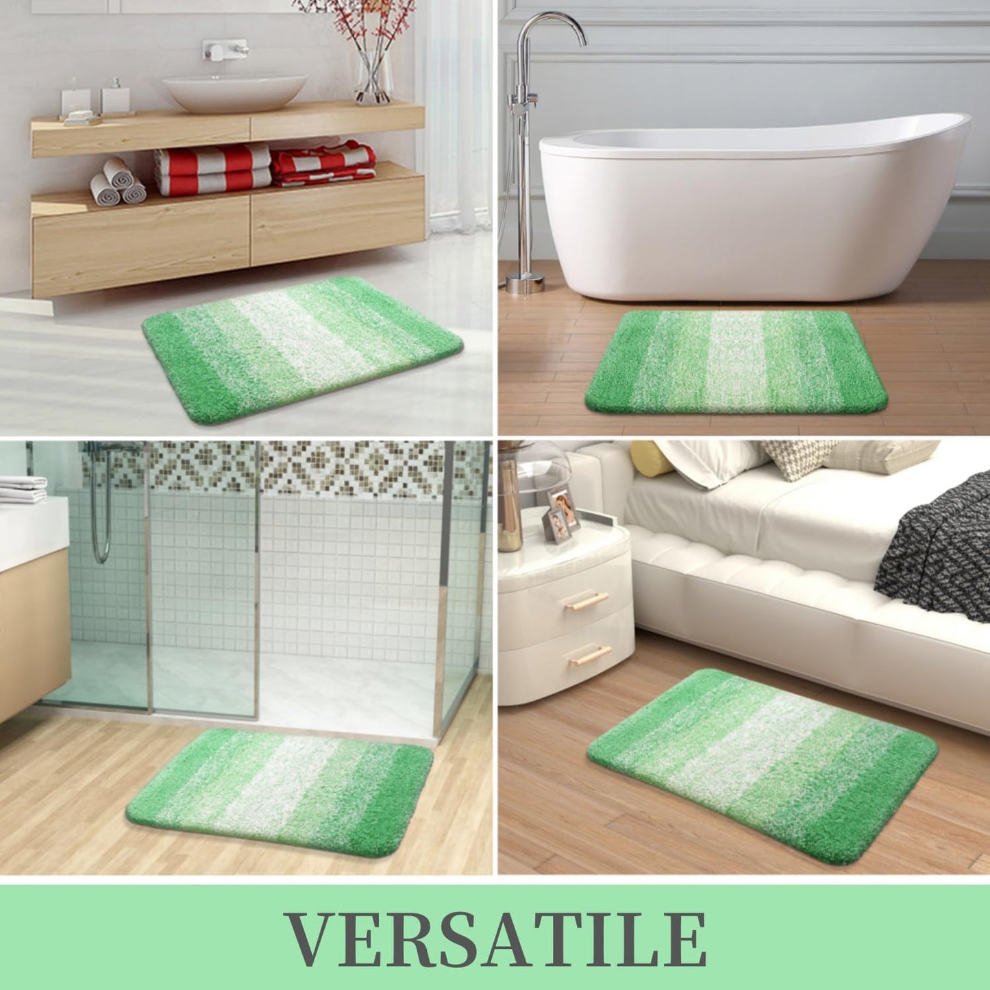 OLANLY Luxury Microfiber Bath Mat, Extra Soft and Absorbent Bathroom Mat, Non-Slip Plush Shaggy Bathroom Rug, Machine Wash Dry, Bath Rugs for Bathroom Floor, Tub and Shower, 16x24, Grey