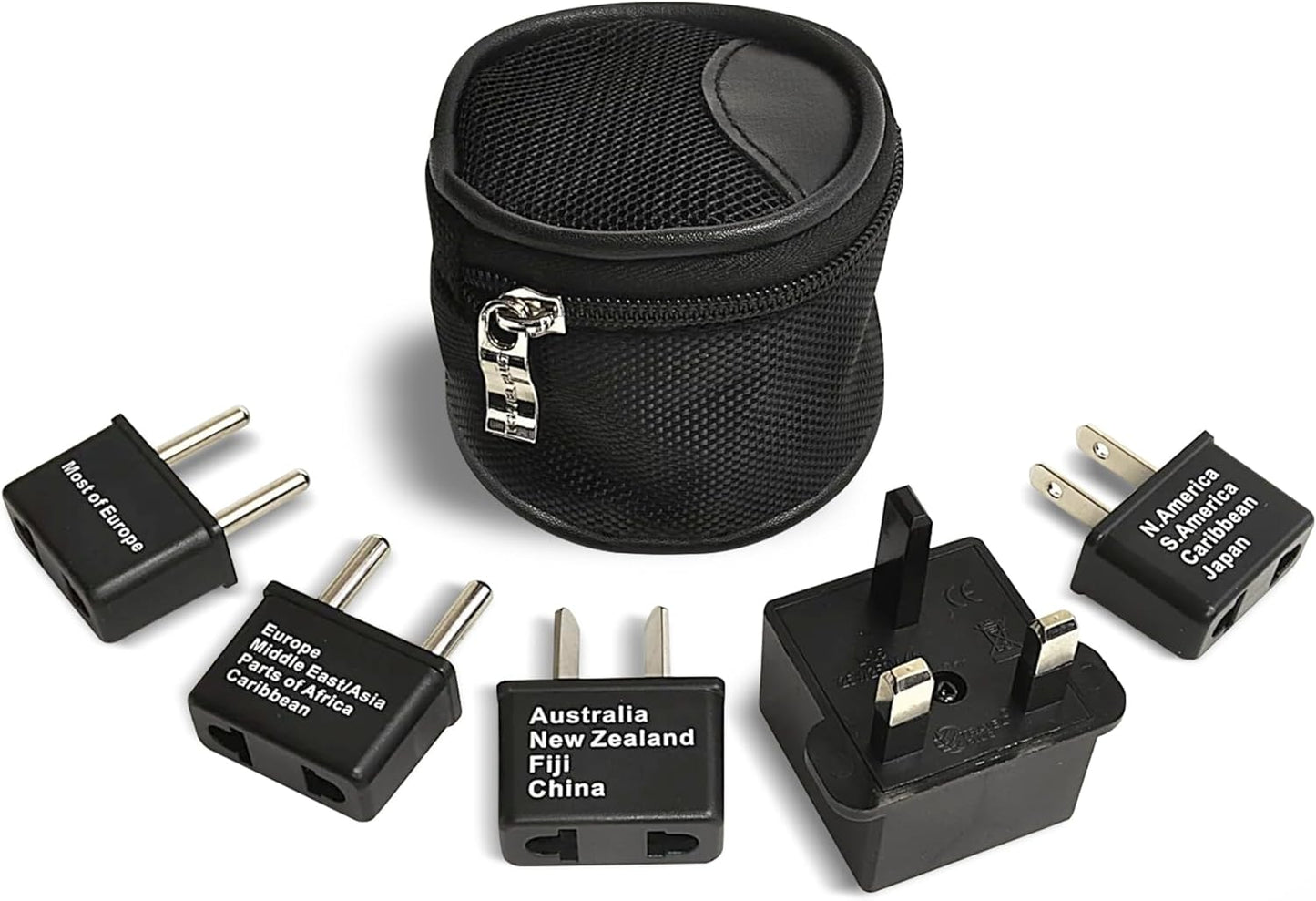 Ceptics Universal Travel Adapter kit, Dual USB (QC 3.0) + 2 US outlets + USB-C Cable, Use with Chargers, Cell Phones, Laptops, 6 Plug attachments for Worldwide use (Does Not Convert Voltage) (WPS-2B)