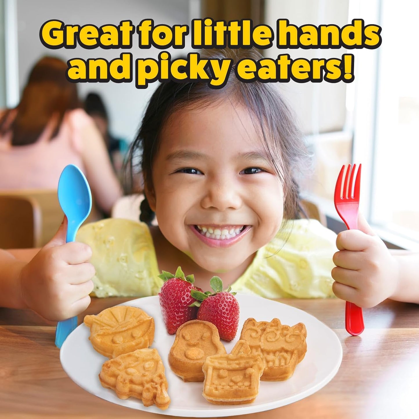 Kawaii Fun Snacks Mini Waffle Maker - 7 Different Food Emoji Designs Featuring an Avocado, Pizza, Ramen, Taco & More - The Cool Electric Waffler Gift for Amazing Kid's Breakfasts and Holiday Gifts